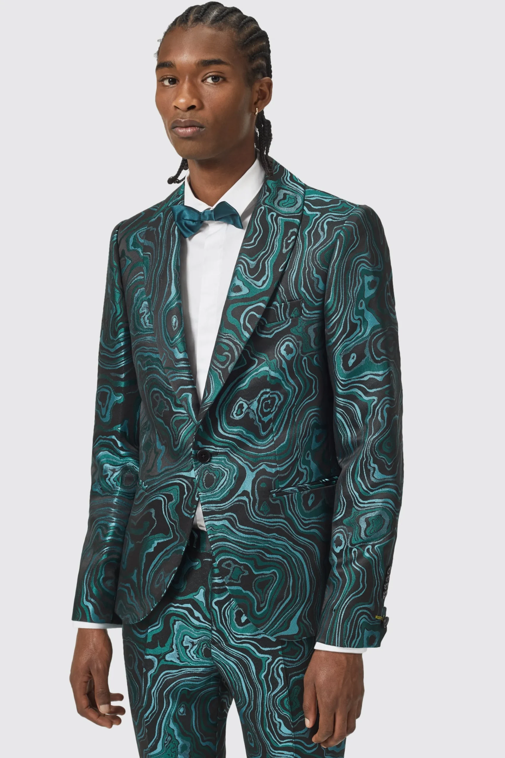 Twisted Tailor Adichie Slim Fit Green Jacquard Jacket | Jackets·Party Jackets