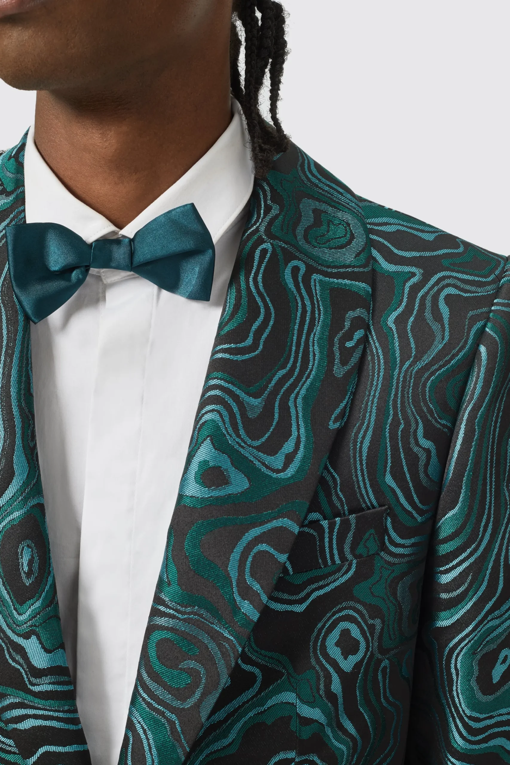 Twisted Tailor Adichie Slim Fit Green Jacquard Jacket | Jackets·Party Jackets