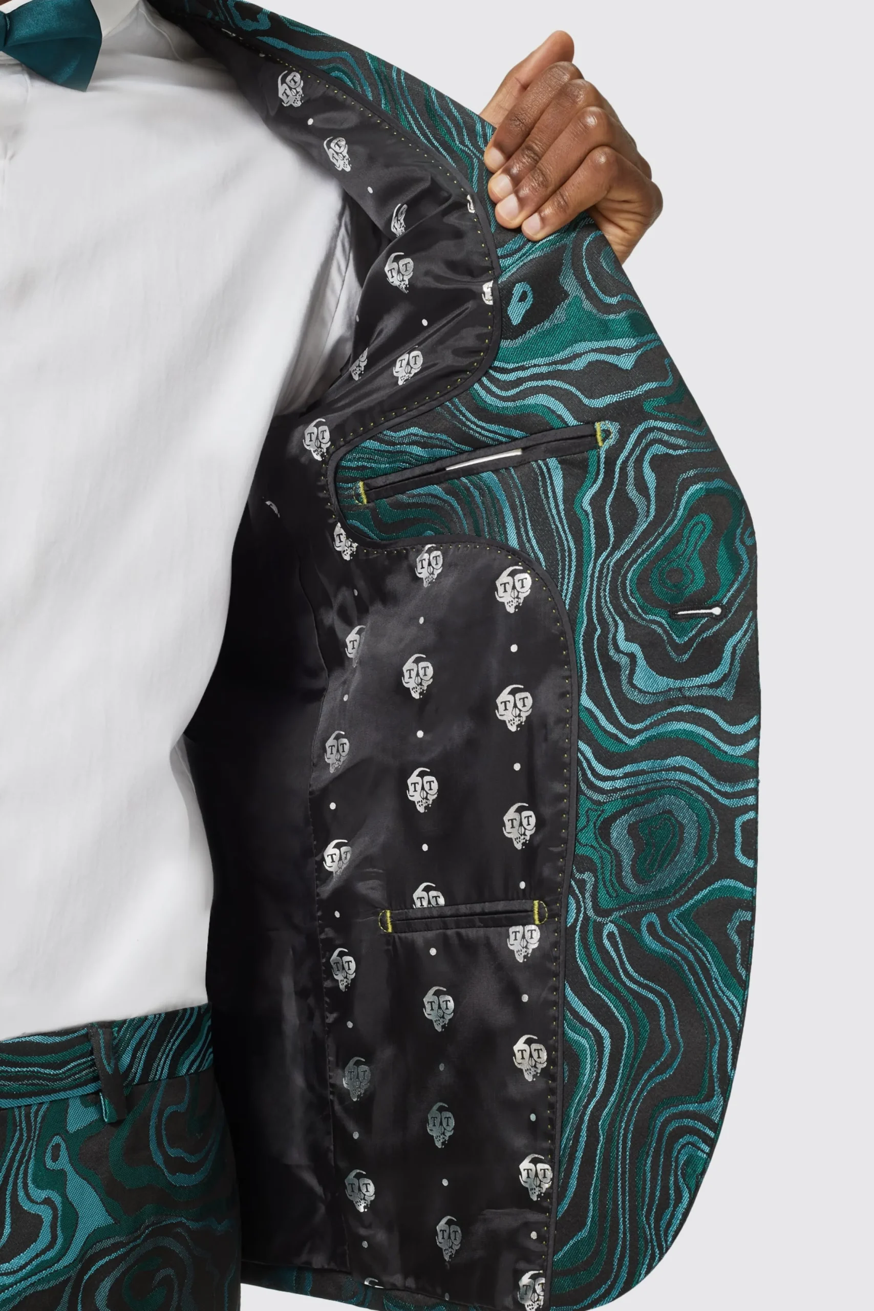 Twisted Tailor Adichie Slim Fit Green Jacquard Jacket | Jackets·Party Jackets