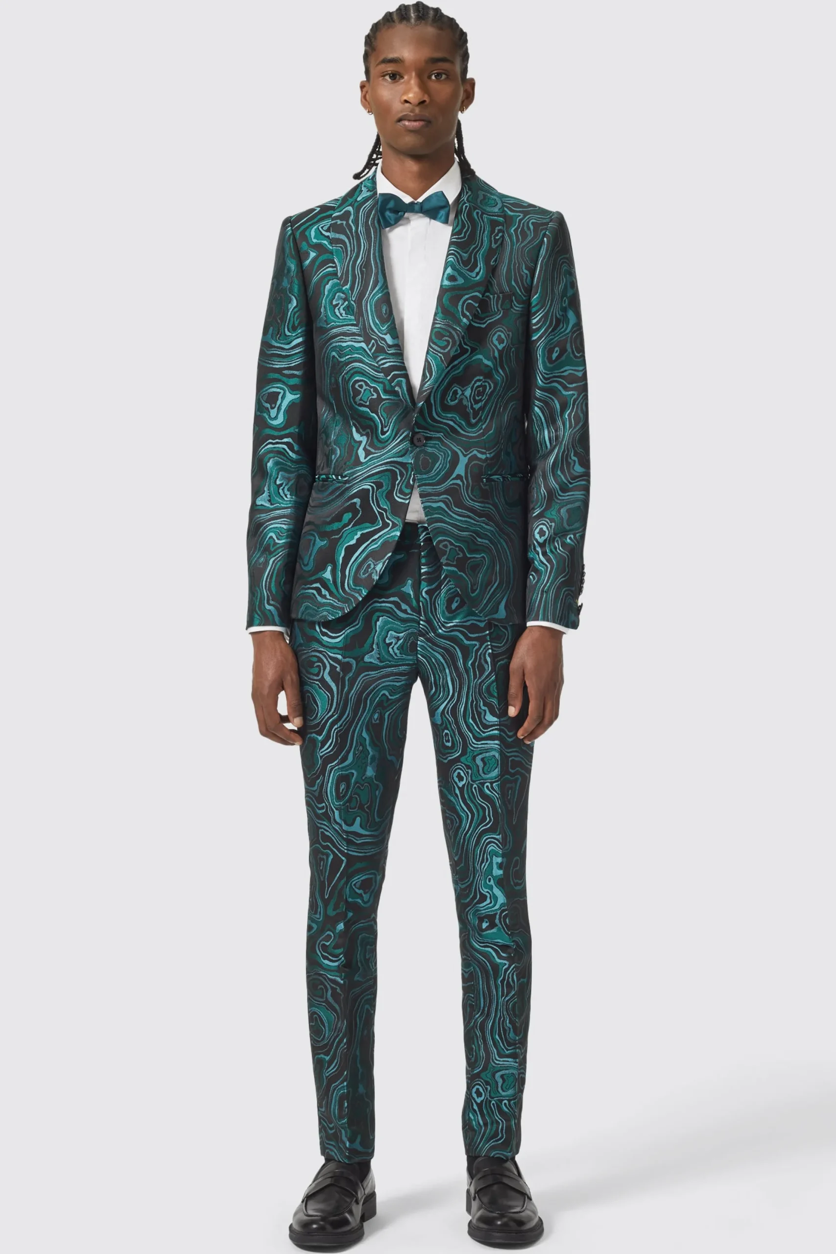 Twisted Tailor Adichie Slim Fit Green Jacquard Jacket | Jackets·Party Jackets
