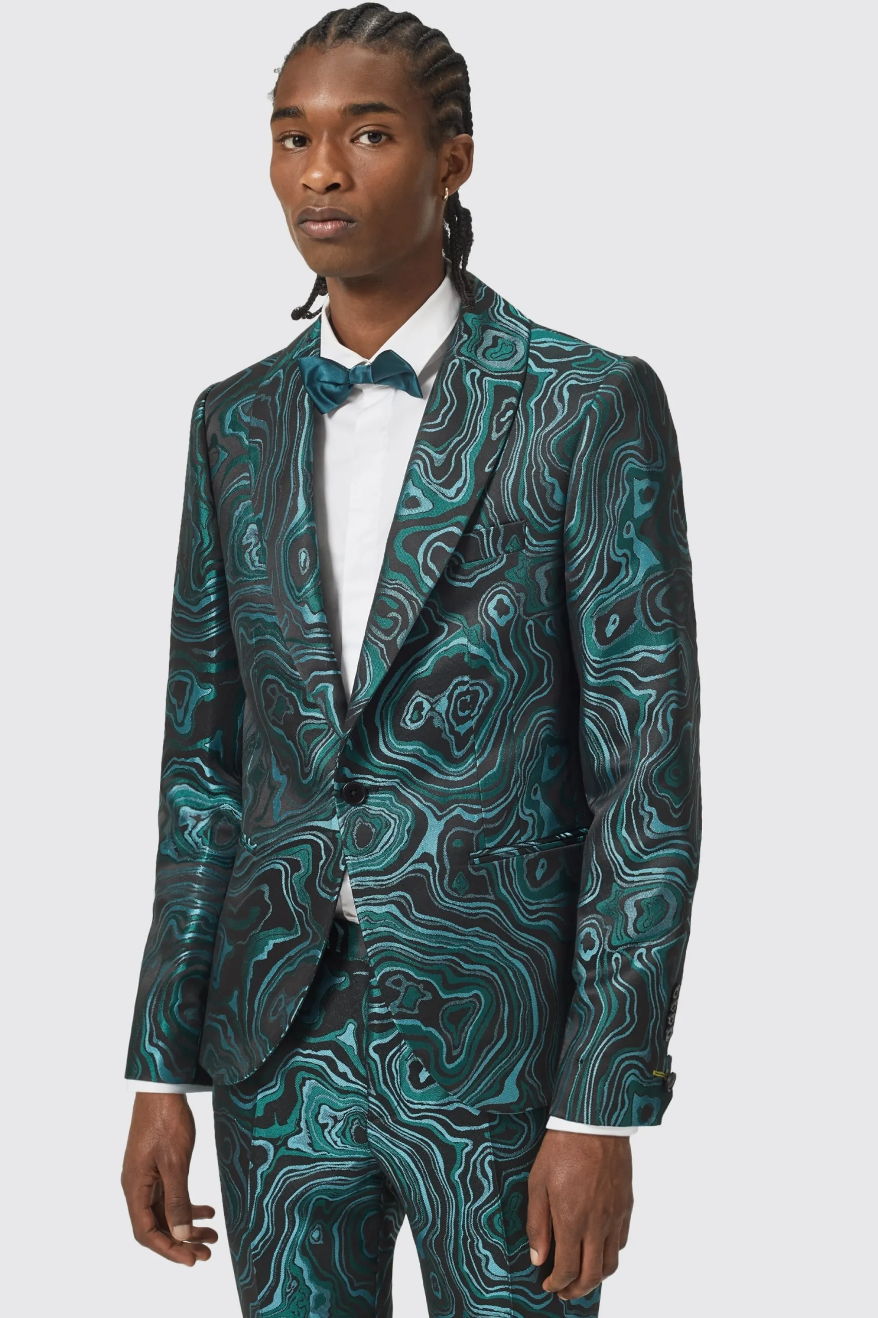 Twisted Tailor Adichie Slim Fit Green Jacquard Suit | Occasion·Party Suits