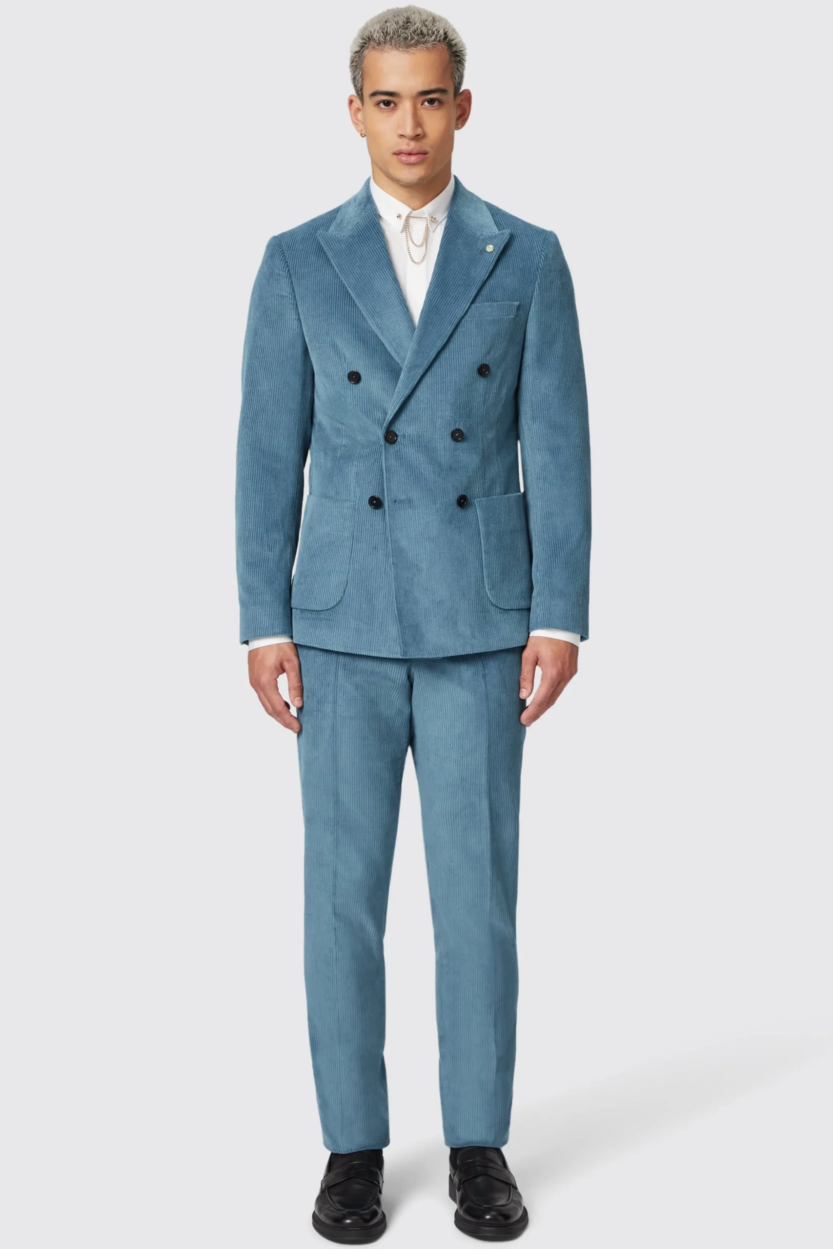Twisted Tailor Aston Slim Fit Blue Corduroy Double Breasted Jacket | Jackets·Casual Jackets
