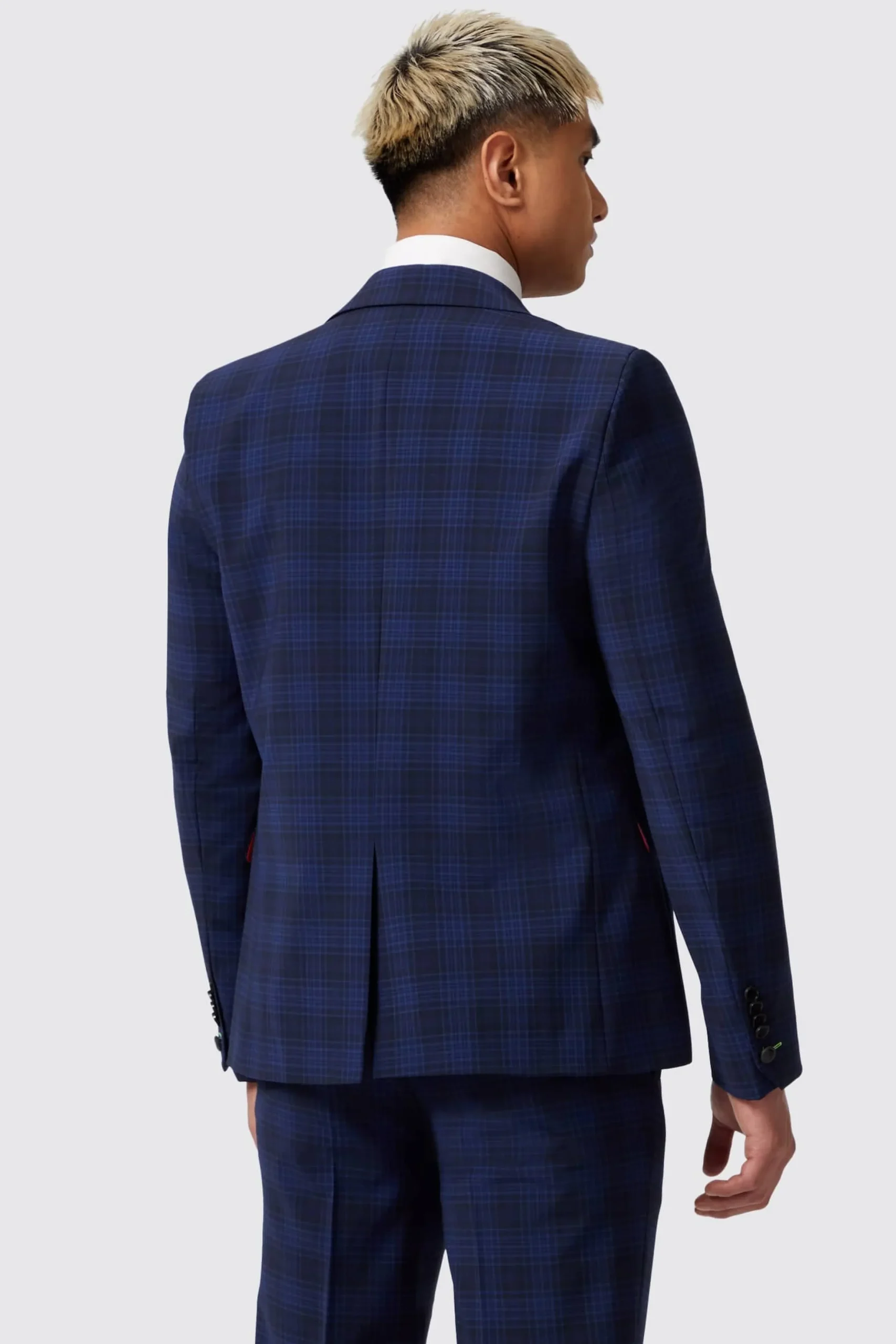 Twisted Tailor Barlow Slim Fit Navy Wool Check Jacket | Jackets·Work Jackets