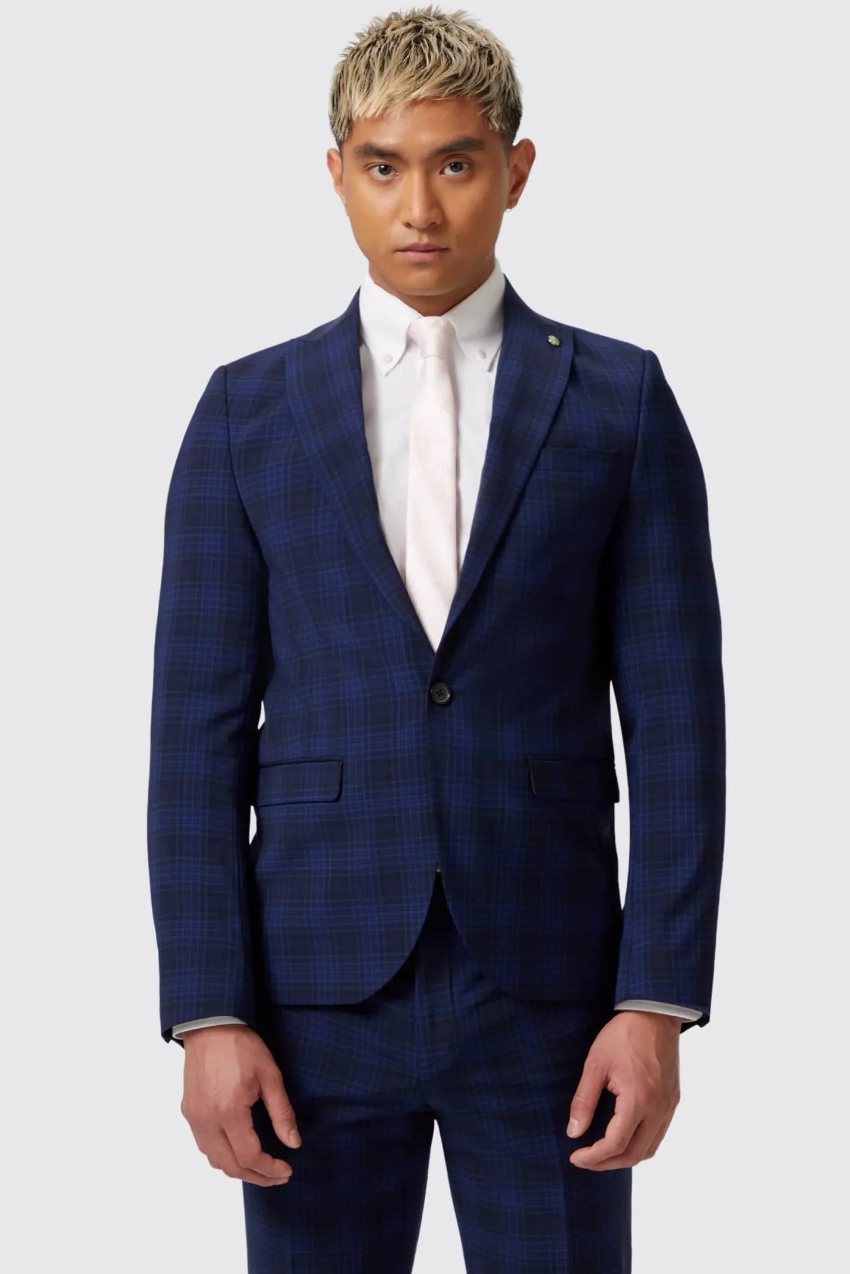 Twisted Tailor Barlow Slim Fit Navy Wool Check Suit | Style·Check Suits | Occasion·Autumn Suits
