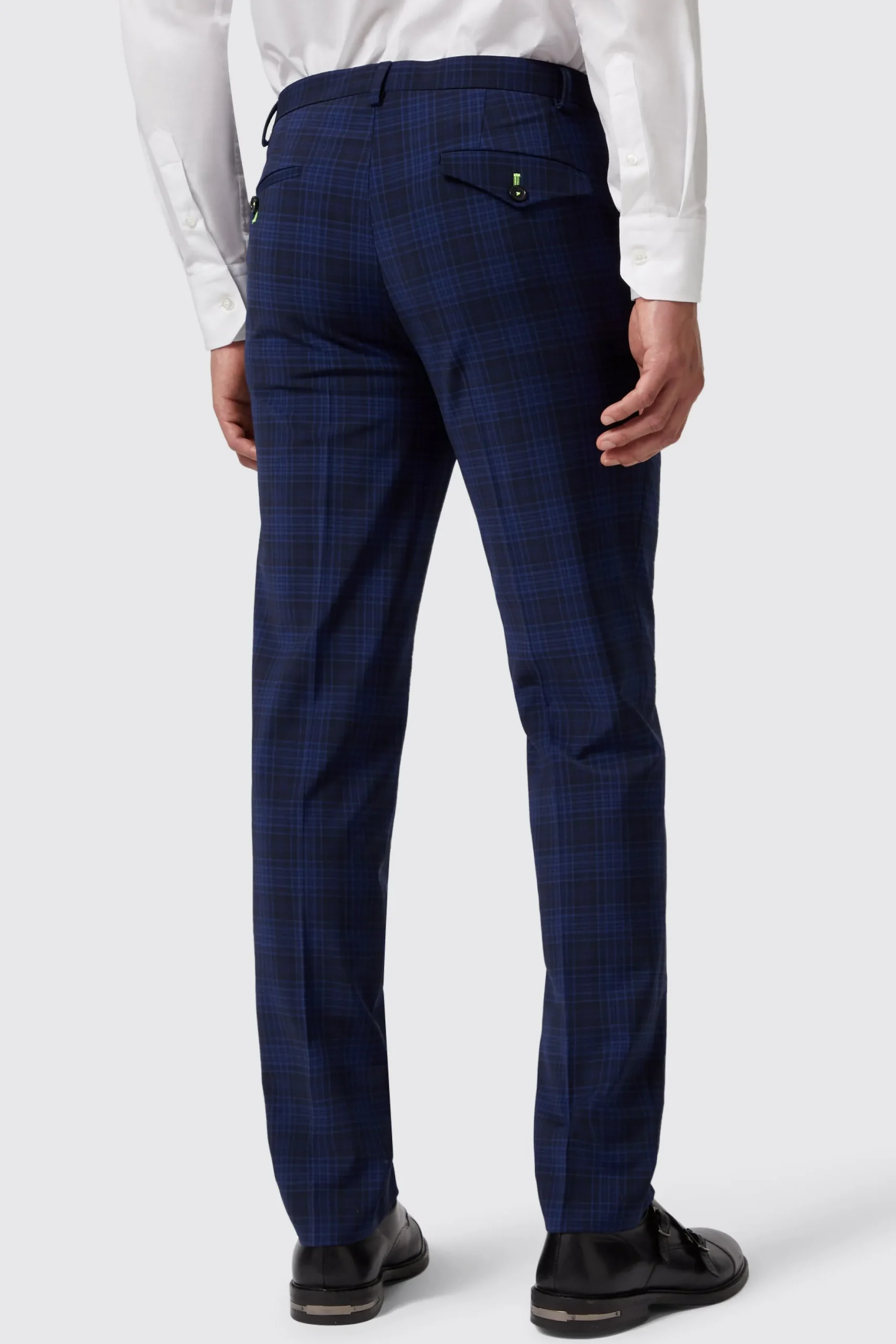 Twisted Tailor Barlow Slim Fit Navy Wool Check Trousers | Trousers·Work Trousers