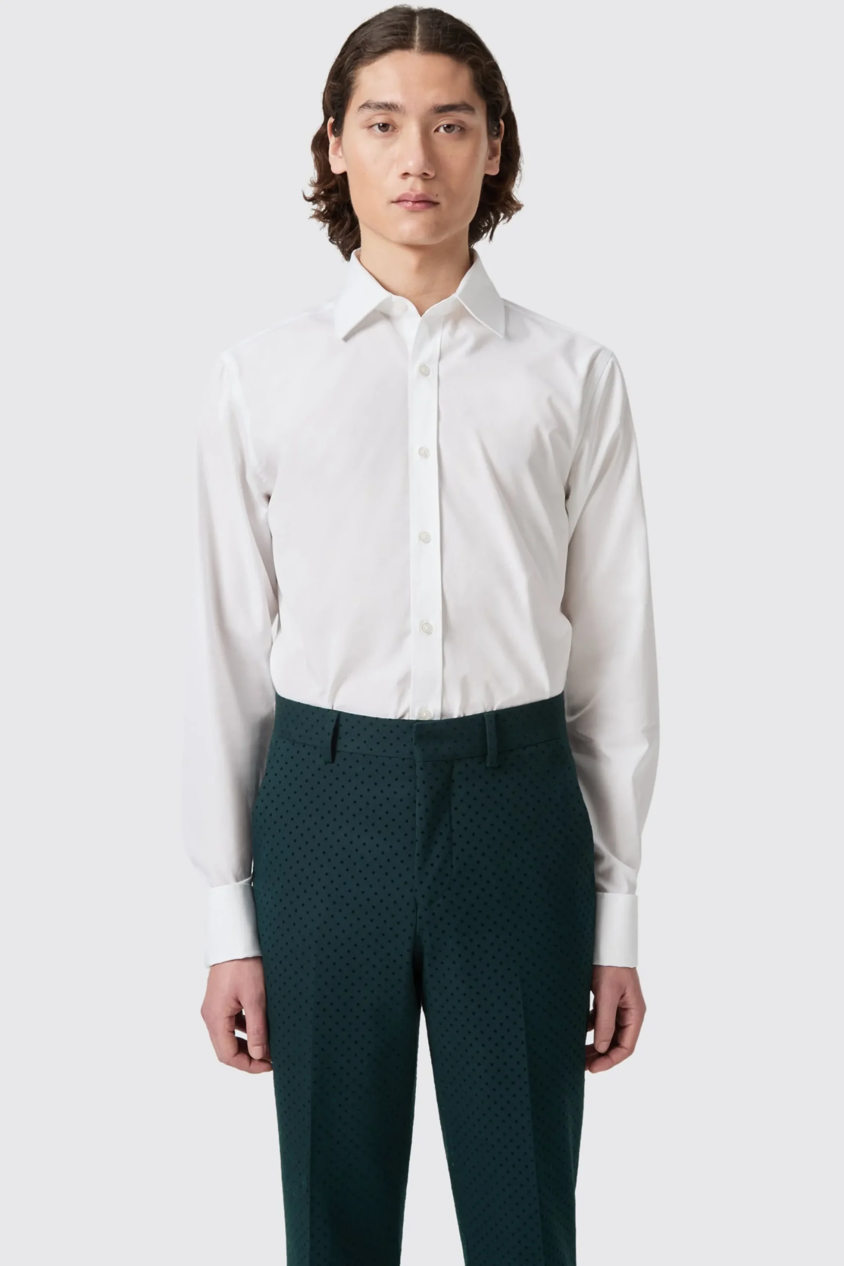 Twisted Tailor Barron Slim Fit Double Cuff White Cotton Shirt | Style·Plain Shirts | Style·Premium Shirts