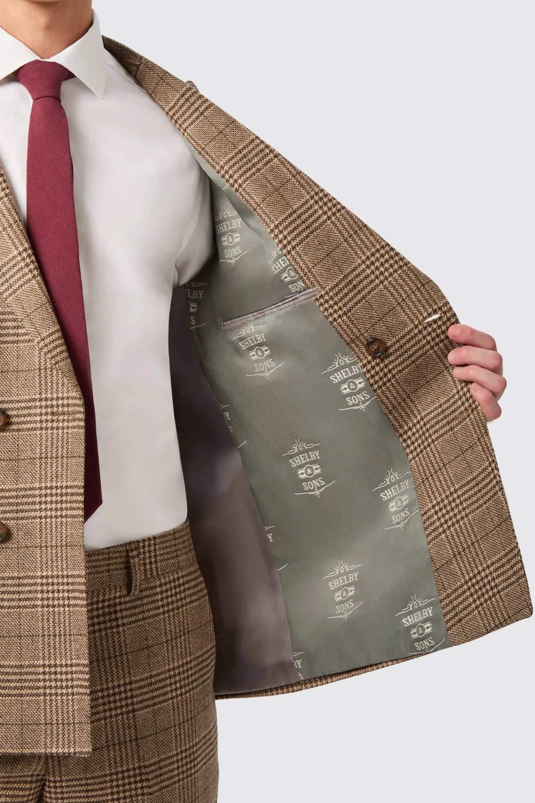 Twisted Tailor Blackwood Slim Fit Brown Check Double Breasted Suit | Style·Check Suits | Style·Double Breasted Suits