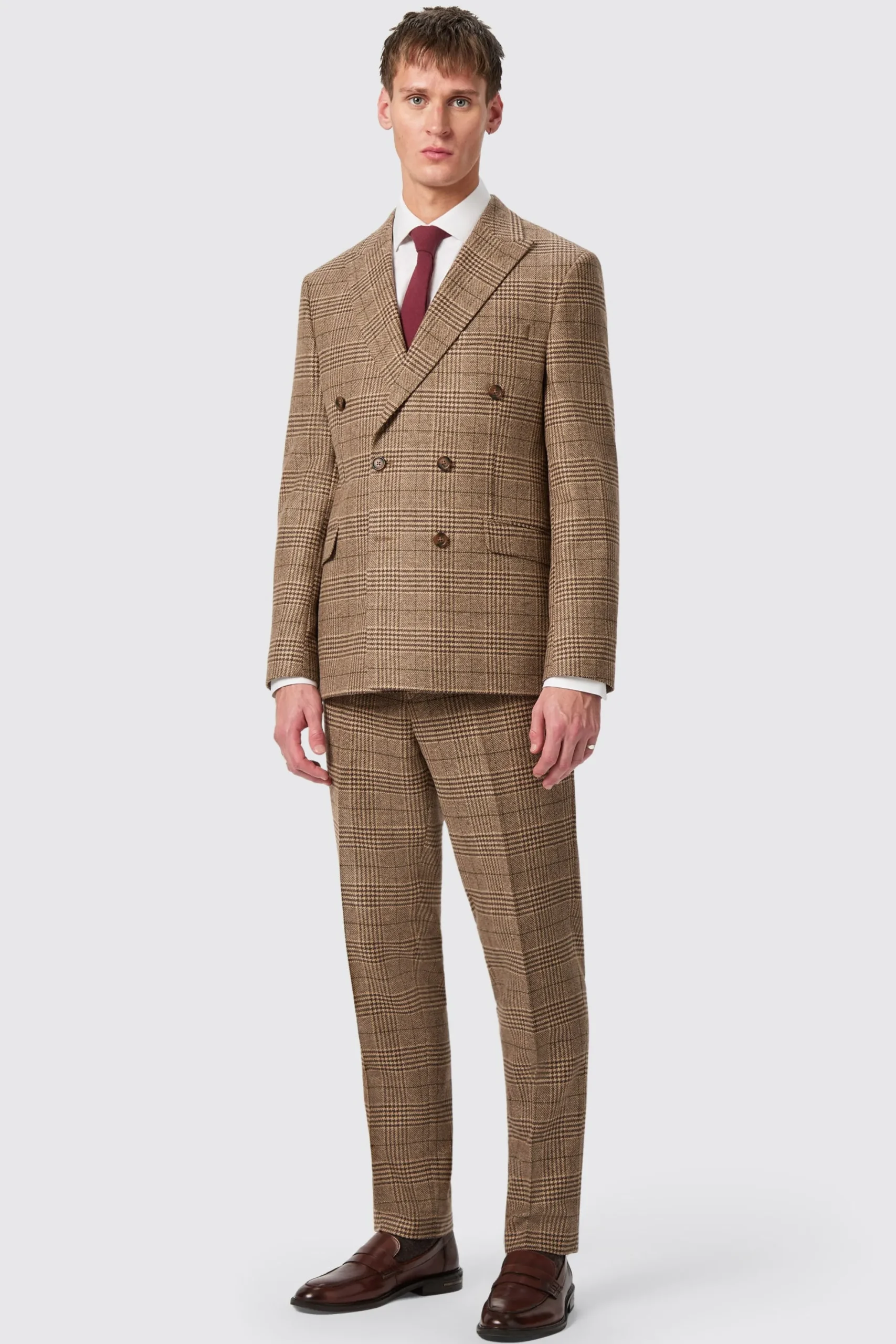 Twisted Tailor Blackwood Slim Fit Brown Check Trousers | Trousers·Work Trousers