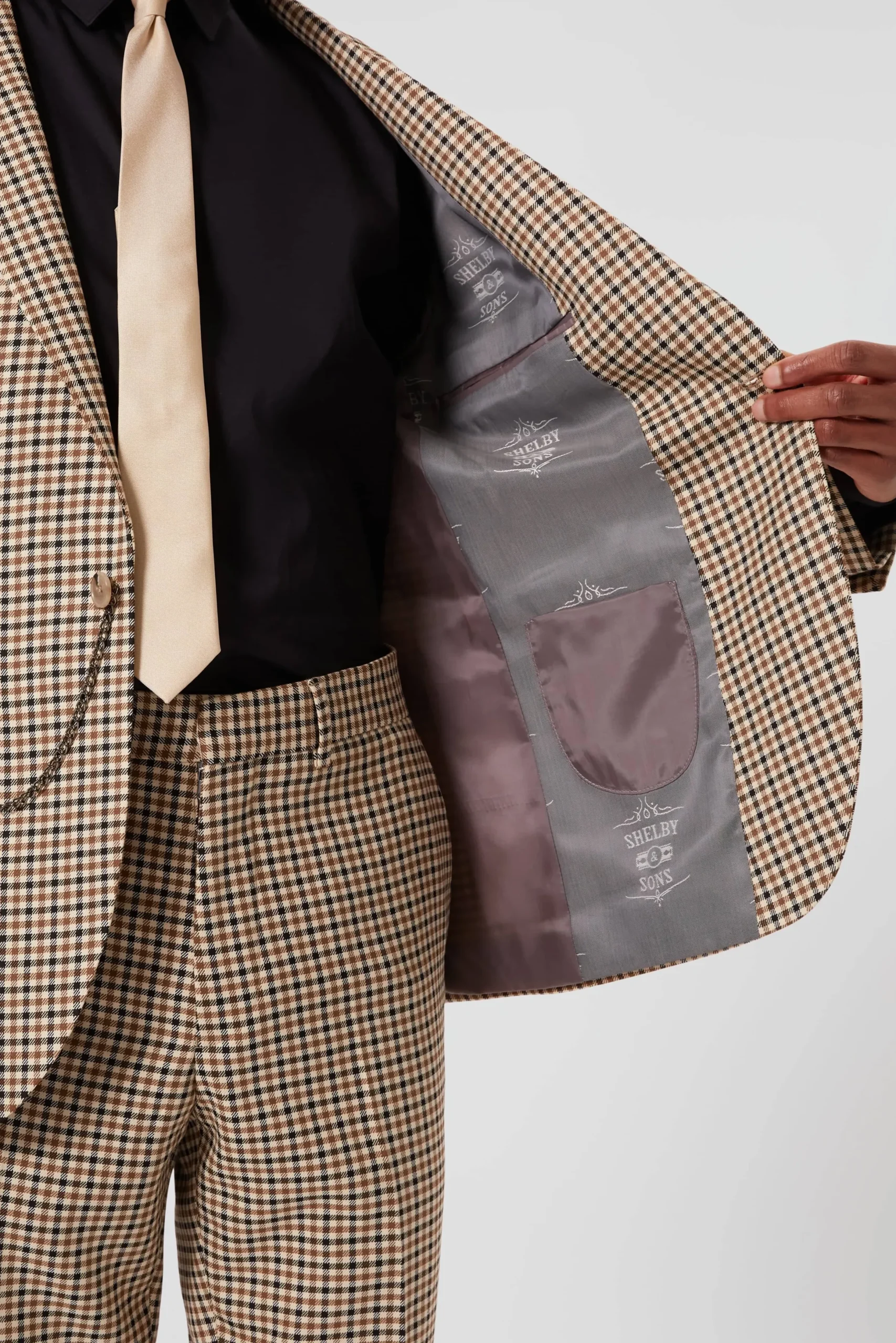 Twisted Tailor Blythe Slim Fit Beige Check Jacket | Jackets·Work Jackets