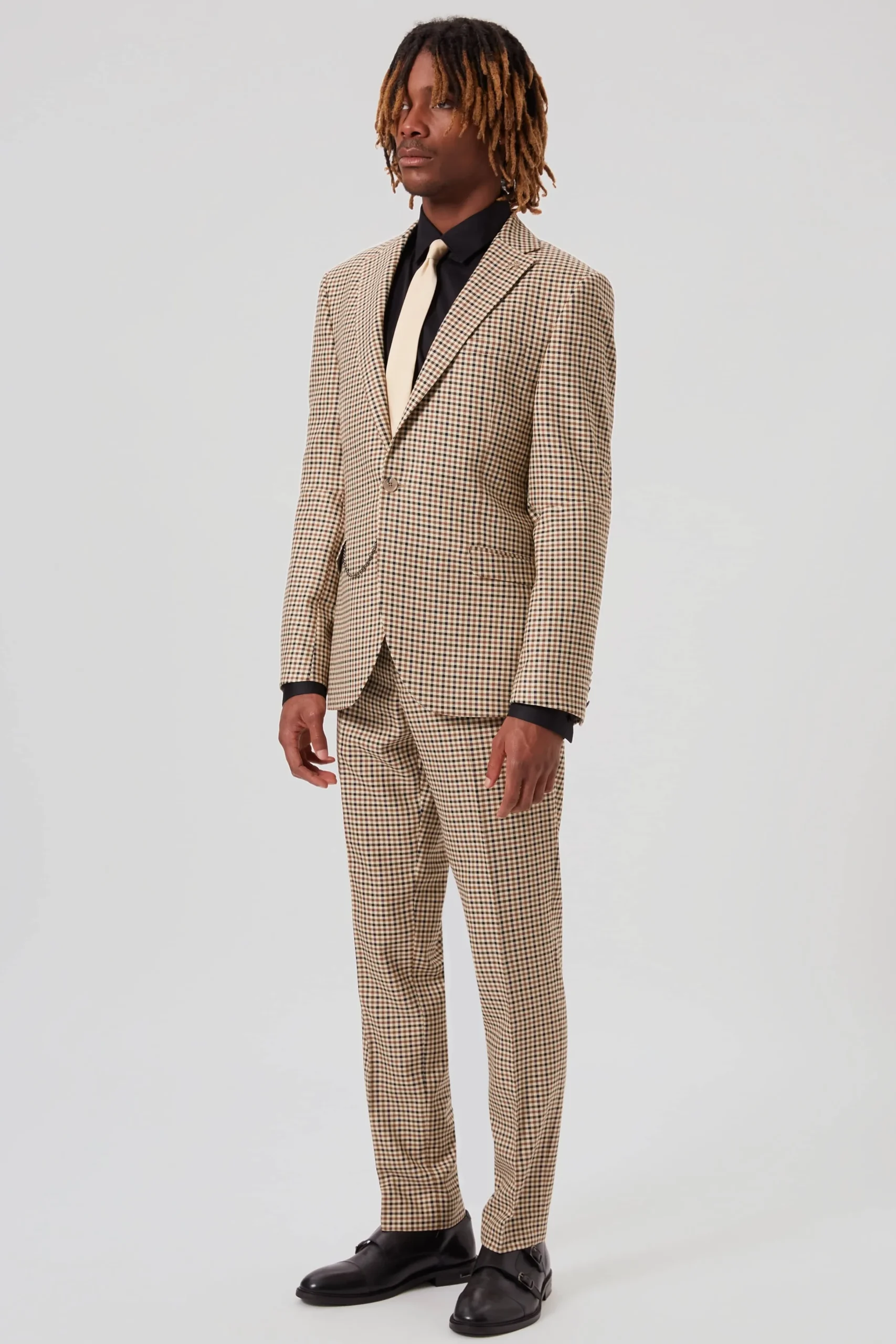 Twisted Tailor Blythe Slim Fit Beige Check Suit | Style·Check Suits | Style·2 Piece Suits