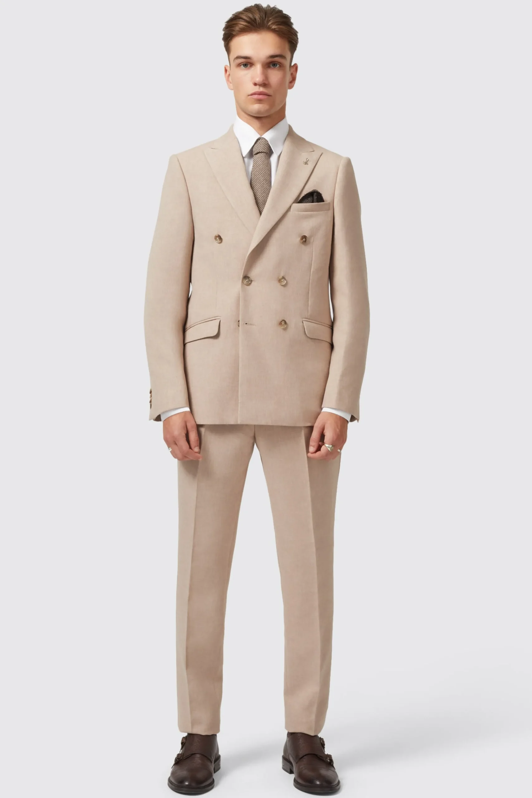 Twisted Tailor Bresnan Slim Fit Neutral Double Breasted Jacket | Jackets·Work Jackets