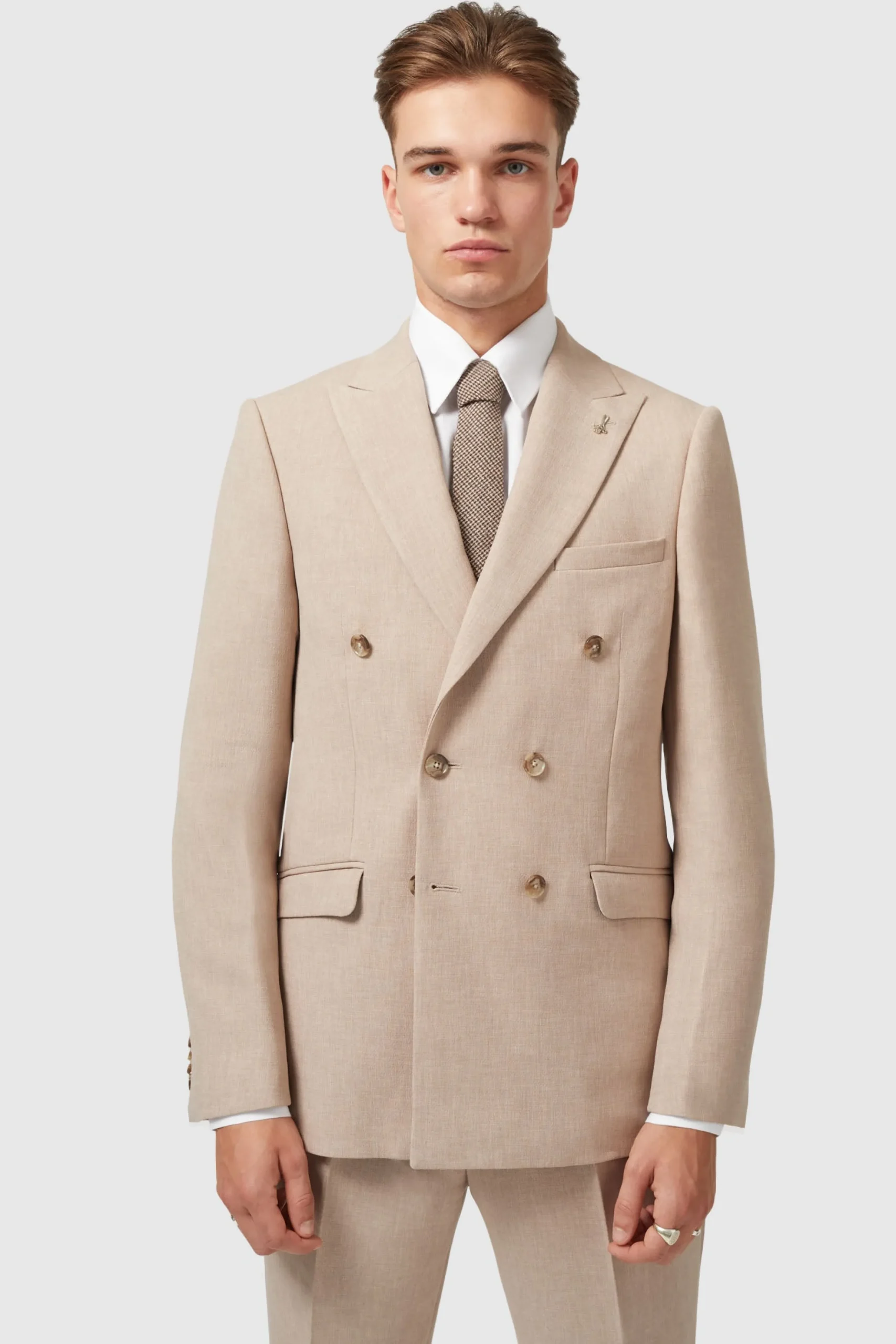 Twisted Tailor Bresnan Slim Fit Neutral Double Breasted Suit | Style·Double Breasted Suits | Occasion·Back To It