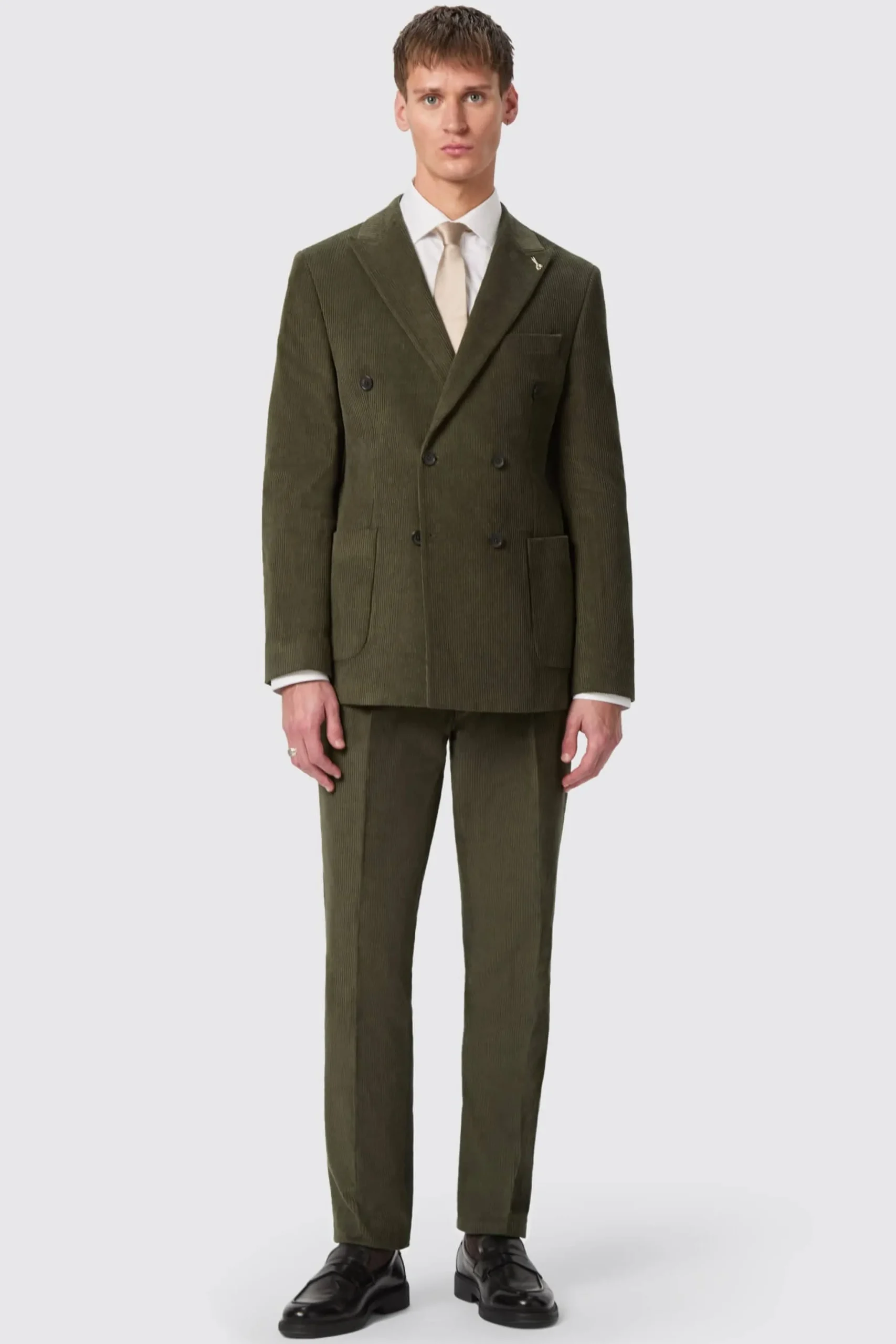 Twisted Tailor Brisbane Slim Fit Green Corduroy Double Breasted Jacket | Jackets·Work Jackets | Jackets·Party Jackets