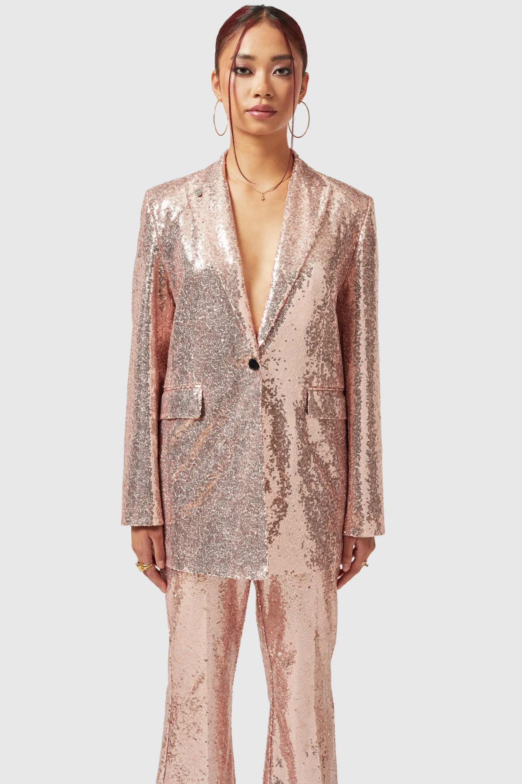 Twisted Tailor Caladium Slim Fit Pink Sequin Jacket | Woman