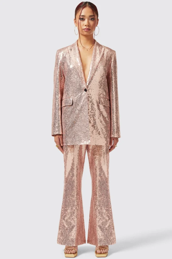 Twisted Tailor Caladium Slim Fit Pink Sequin Suit | Woman