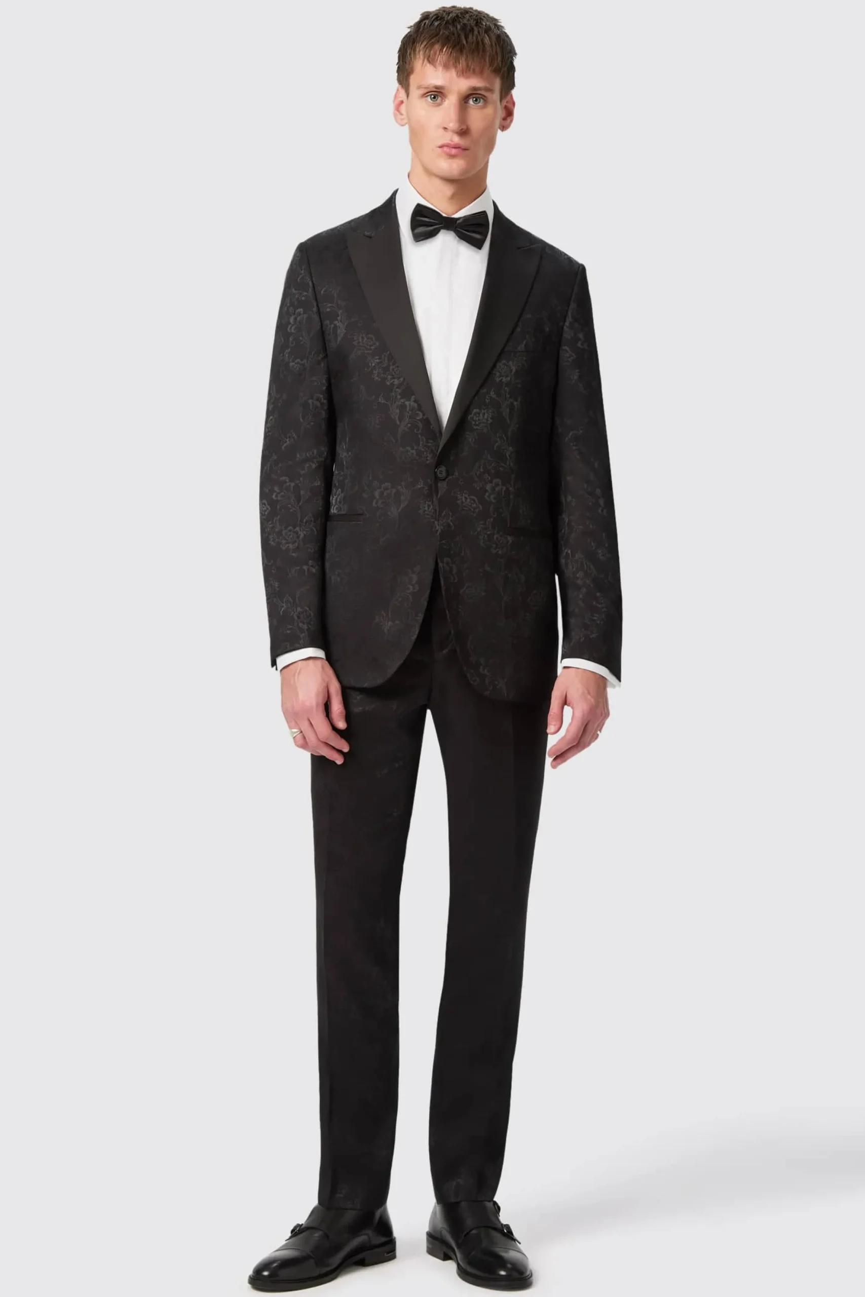 Twisted Tailor Compt Slim Fit Black Floral Jacquard Suit | Occasion·Groomsmen Suits | Occasion·Wedding Suits
