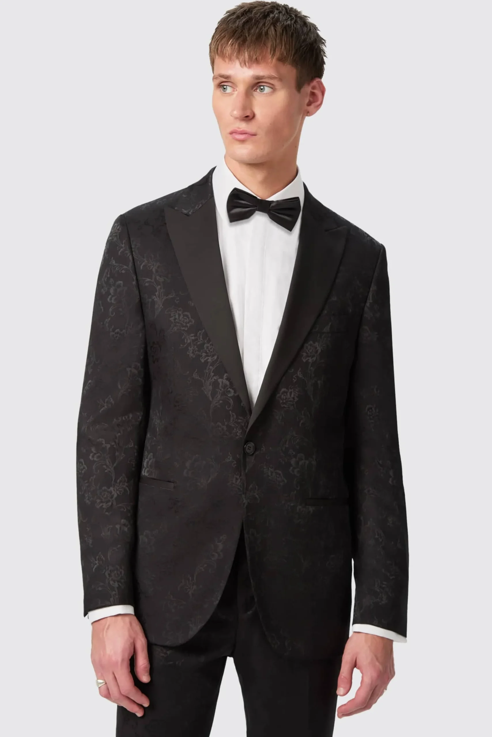 Twisted Tailor Compt Slim Fit Black Floral Jacquard Suit | Occasion·Groomsmen Suits | Occasion·Wedding Suits