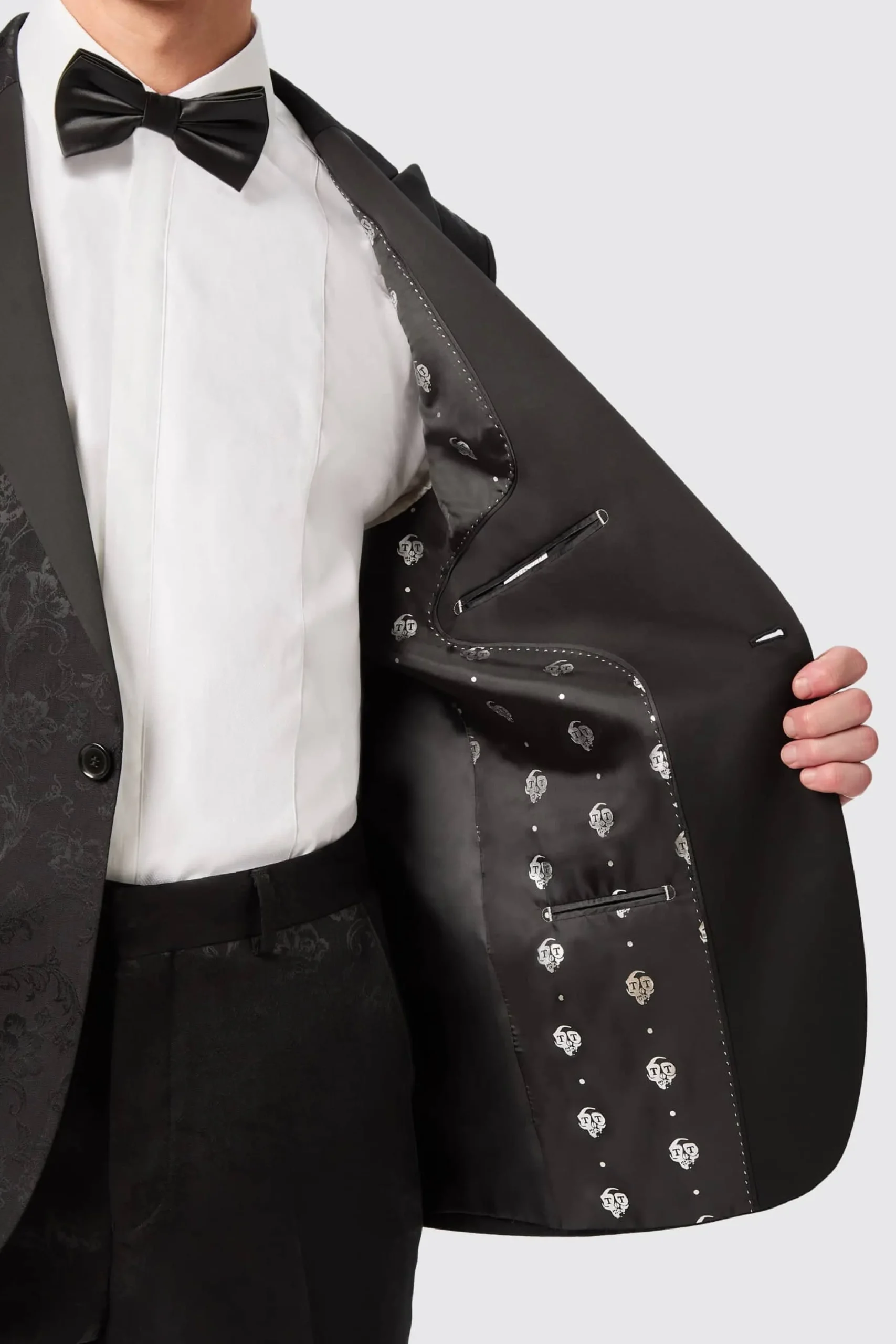 Twisted Tailor Compt Slim Fit Black Floral Jacquard Suit | Occasion·Groomsmen Suits | Occasion·Wedding Suits