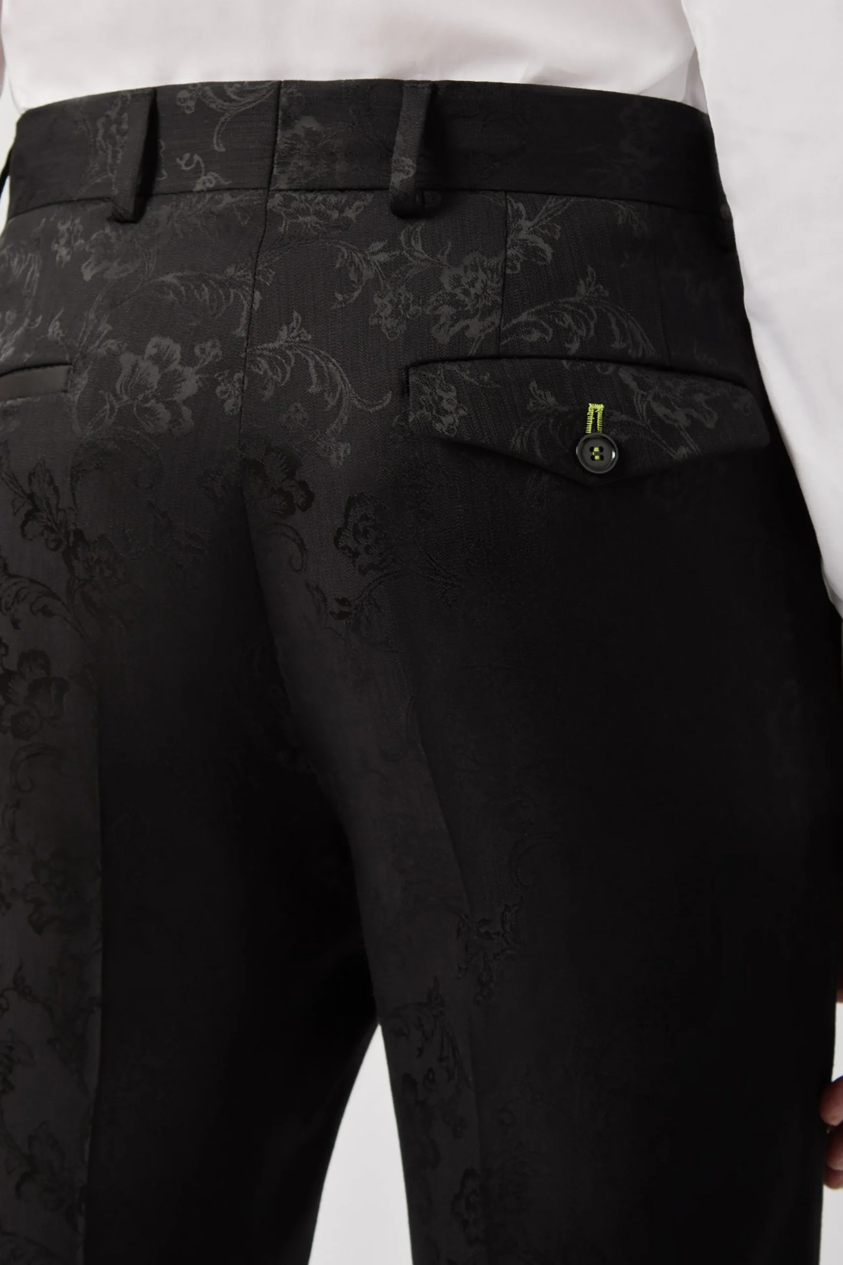 Twisted Tailor Compt Slim Fit Black Floral Jacquard Trousers | Trousers·Party Trousers