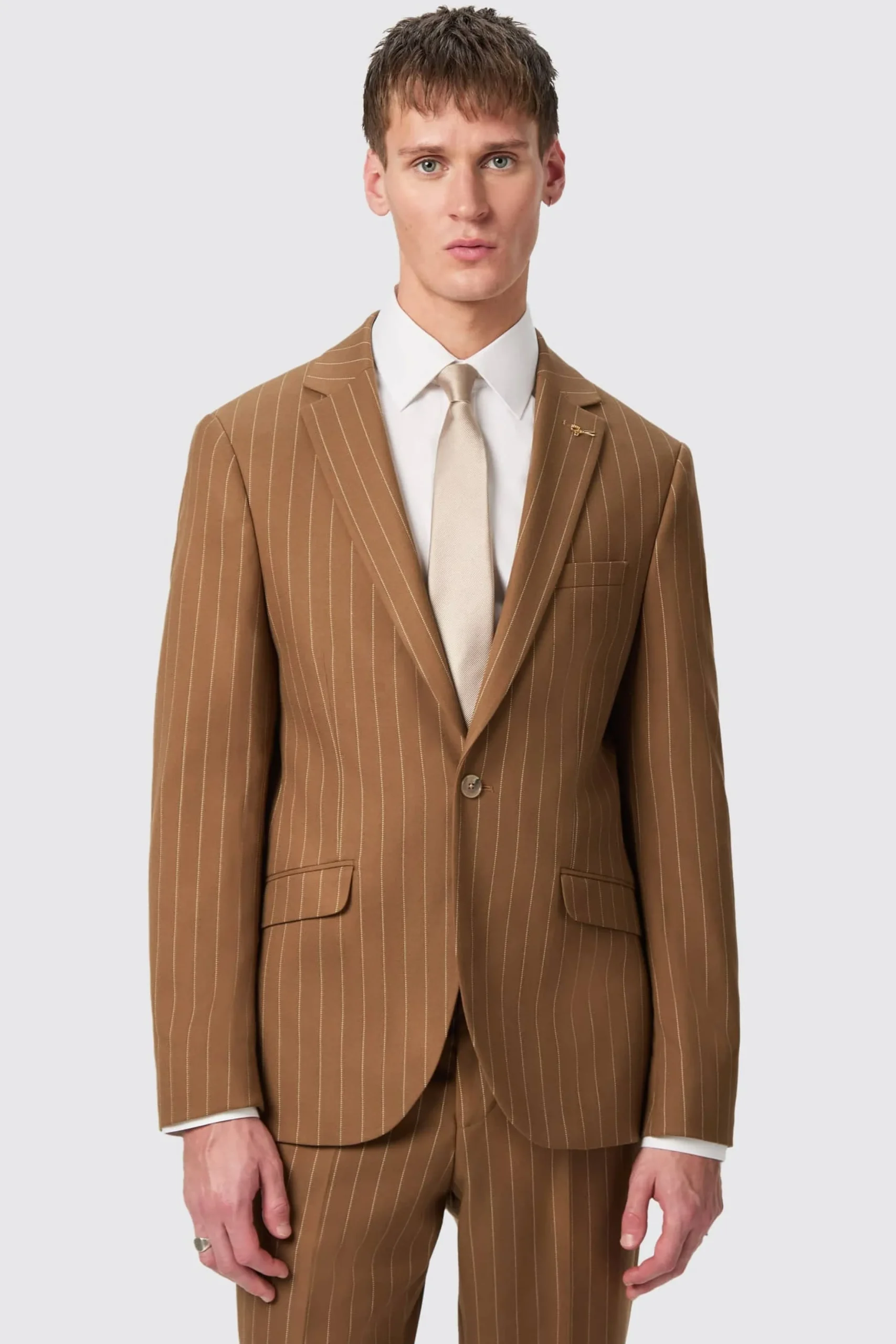 Twisted Tailor Cuttel Slim Fit Brown Pinstripe Suit | Style·2 Piece Suits | Occasion·Wedding Suits