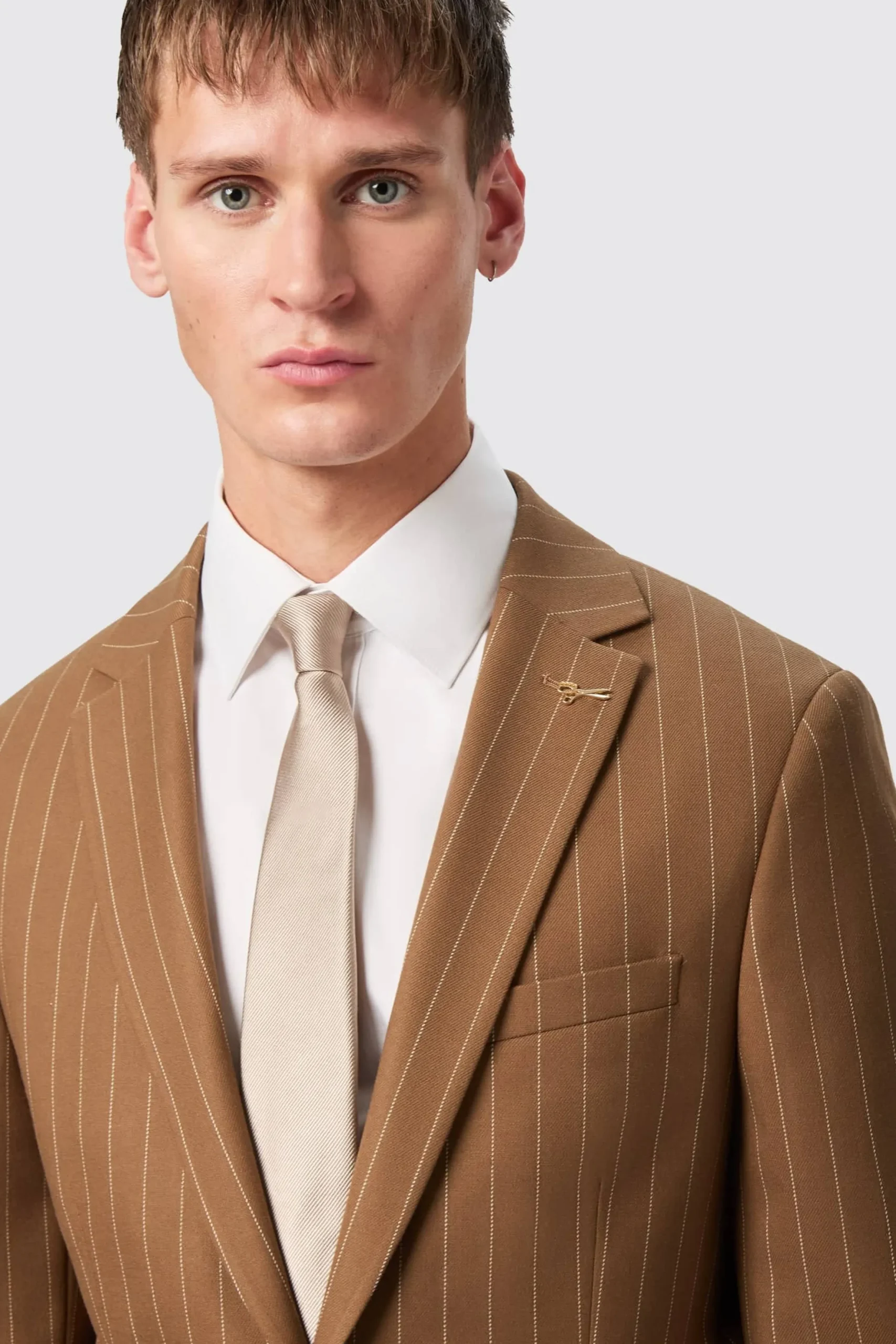 Twisted Tailor Cuttel Slim Fit Brown Pinstripe Suit | Style·2 Piece Suits | Occasion·Wedding Suits