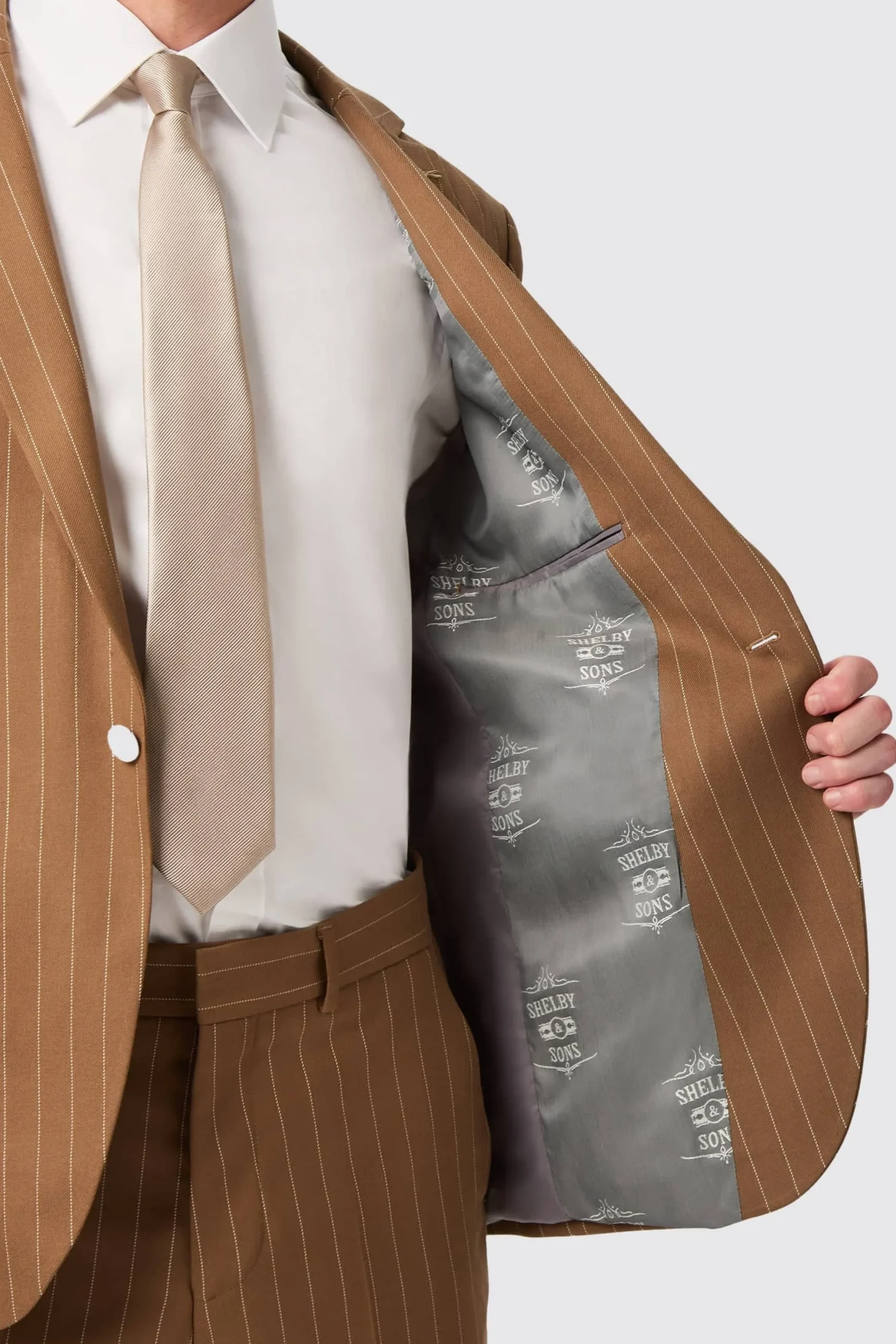 Twisted Tailor Cuttel Slim Fit Brown Pinstripe Suit | Style·2 Piece Suits | Occasion·Wedding Suits