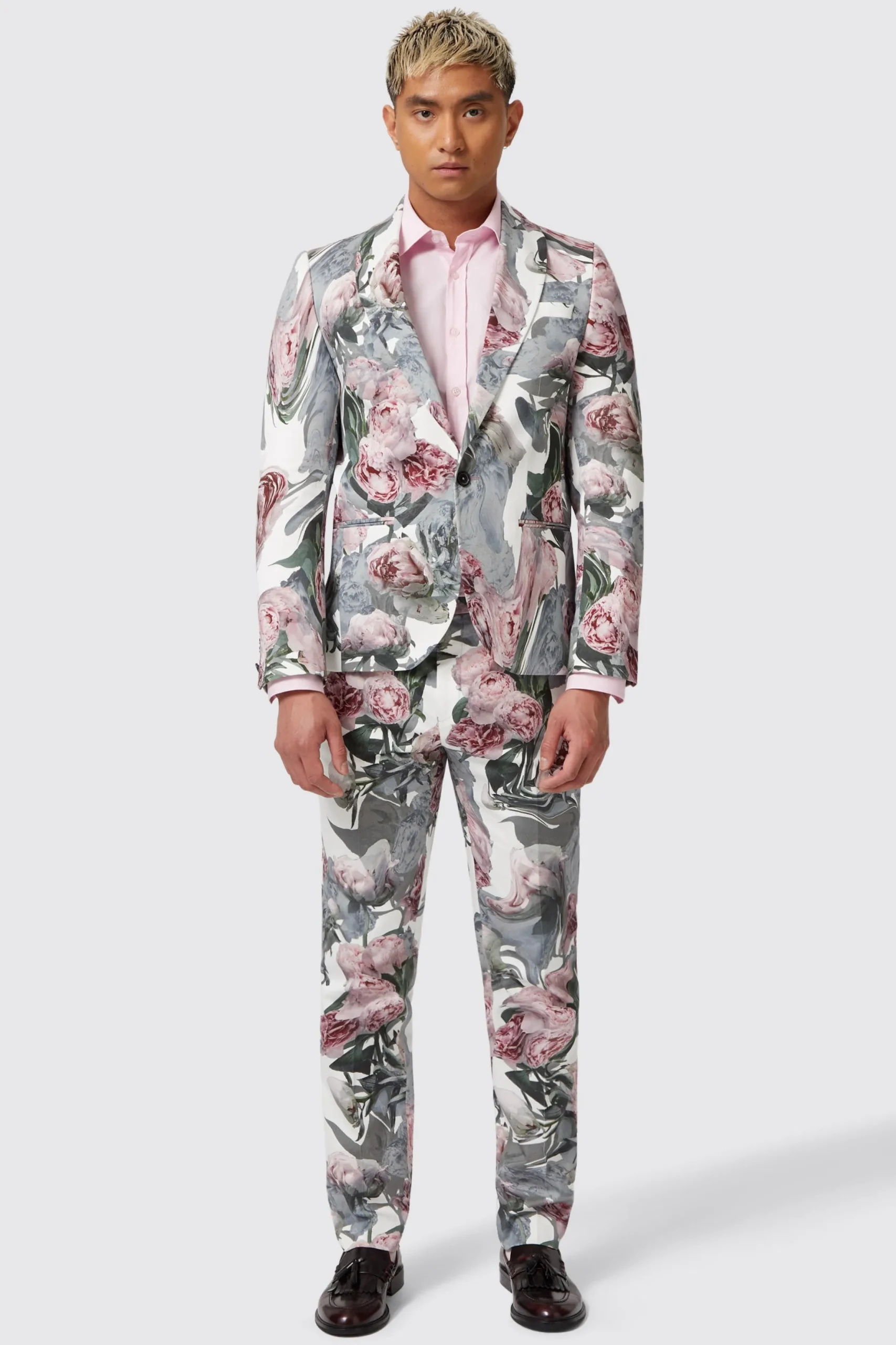 Twisted Tailor Dali Skinny Fit White Cotton Floral Jacket | Jackets·Floral Jackets