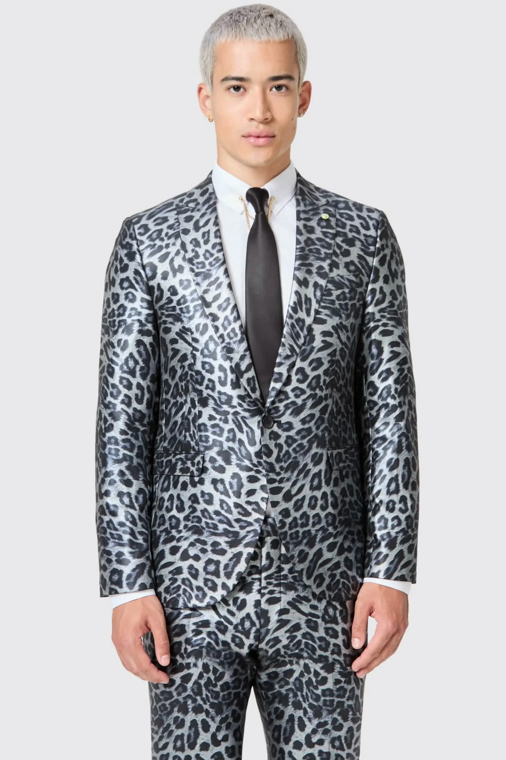 Twisted Tailor Devries Slim Fit Silver Leopard Print Tuxedo Suit | Style·Tuxedos | Style·Bold Prints