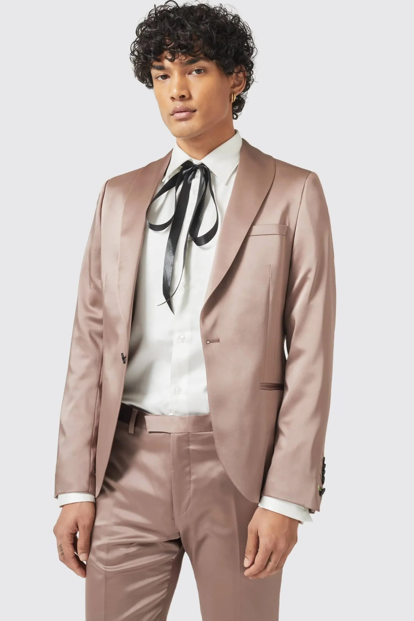 Twisted Tailor Draco Skinny Fit Rose Gold Sateen Suit | Style·Plain Suits | Style·2 Piece Suits