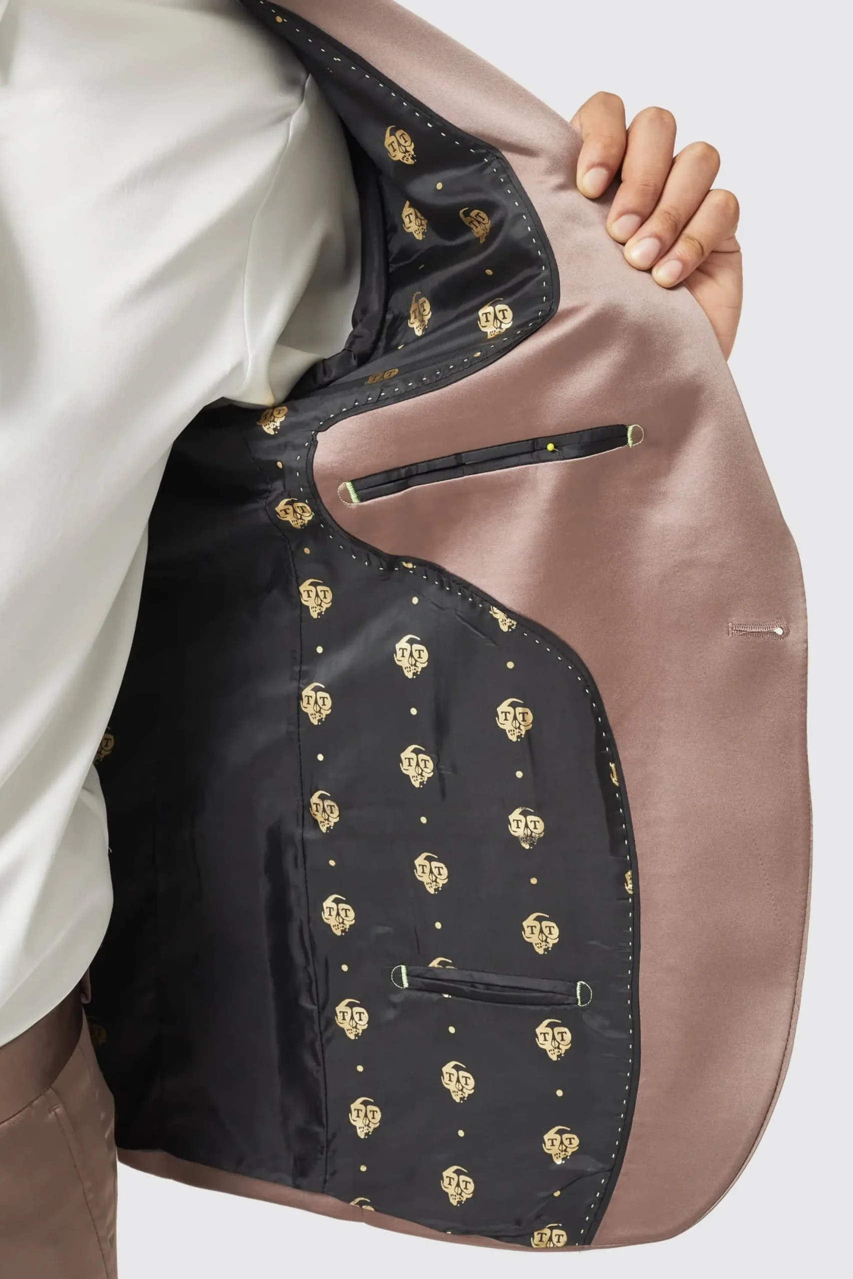 Twisted Tailor Draco Skinny Fit Rose Gold Sateen Suit | Style·Plain Suits | Style·2 Piece Suits