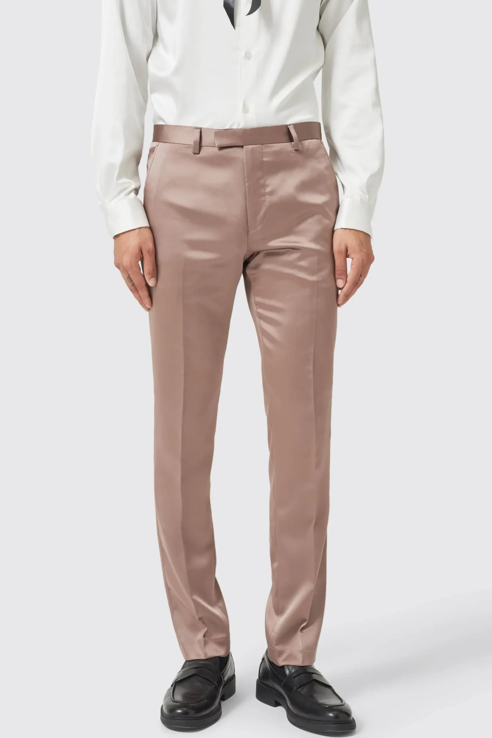 Twisted Tailor Draco Skinny Fit Rose Gold Sateen Suit | Style·Plain Suits | Style·2 Piece Suits