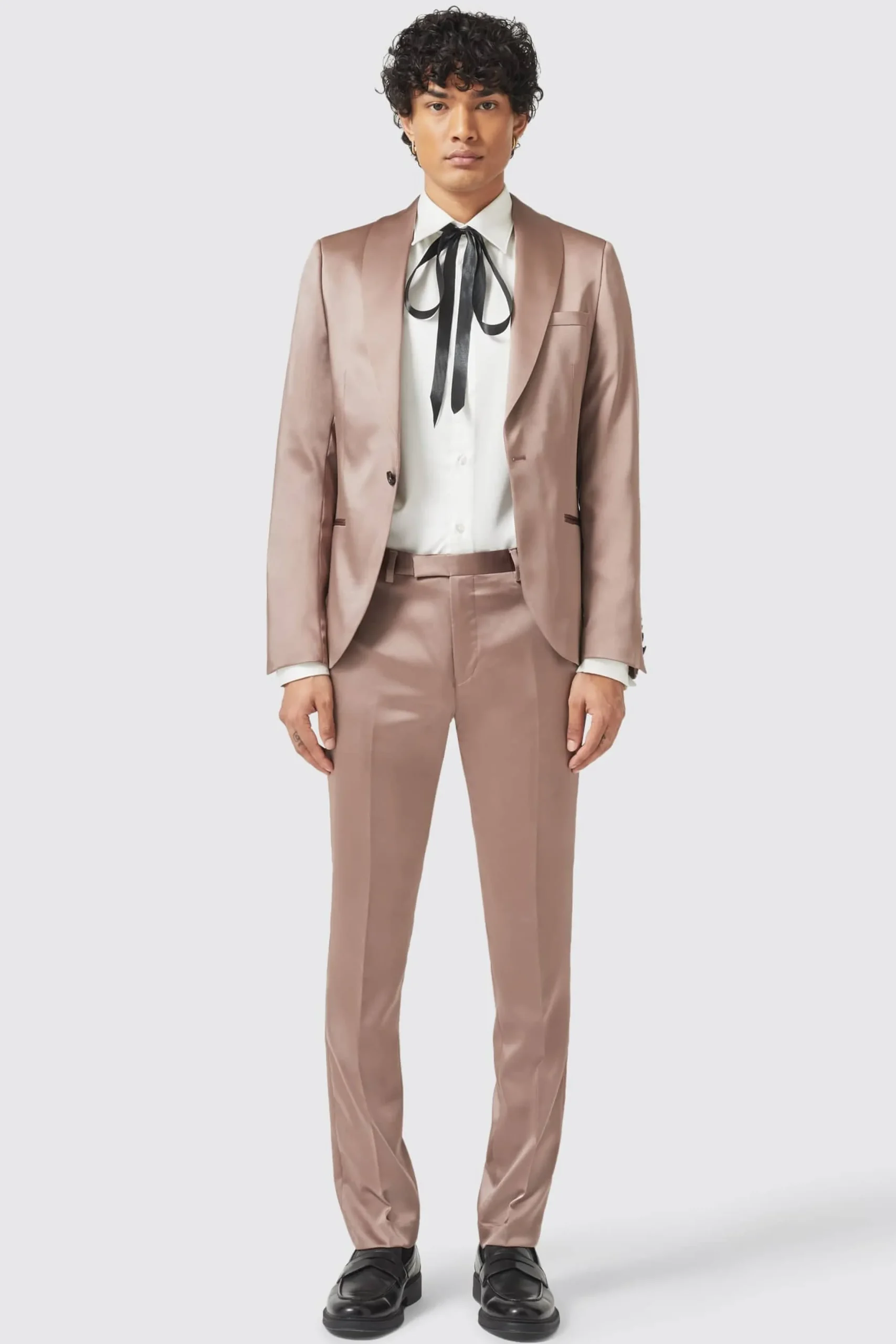 Twisted Tailor Draco Skinny Fit Rose Gold Sateen Suit | Style·Plain Suits | Style·2 Piece Suits