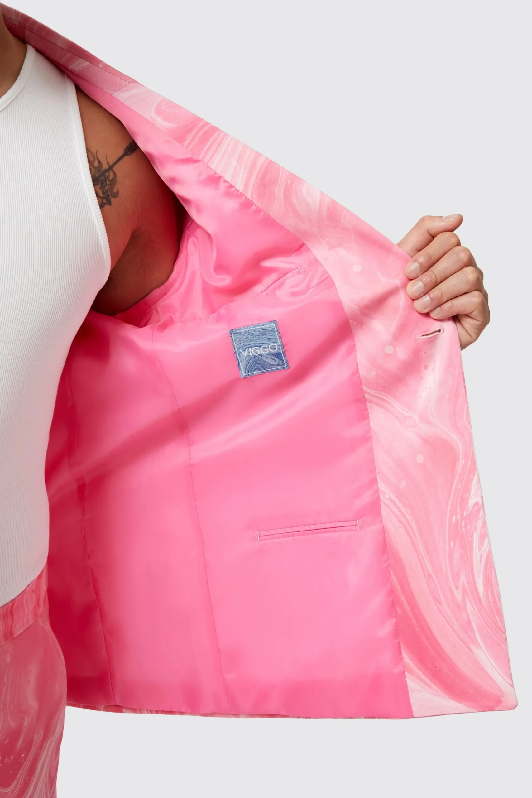 Twisted Tailor Drogba Oversized Pink Abstract Cotton Jacket | Unisex