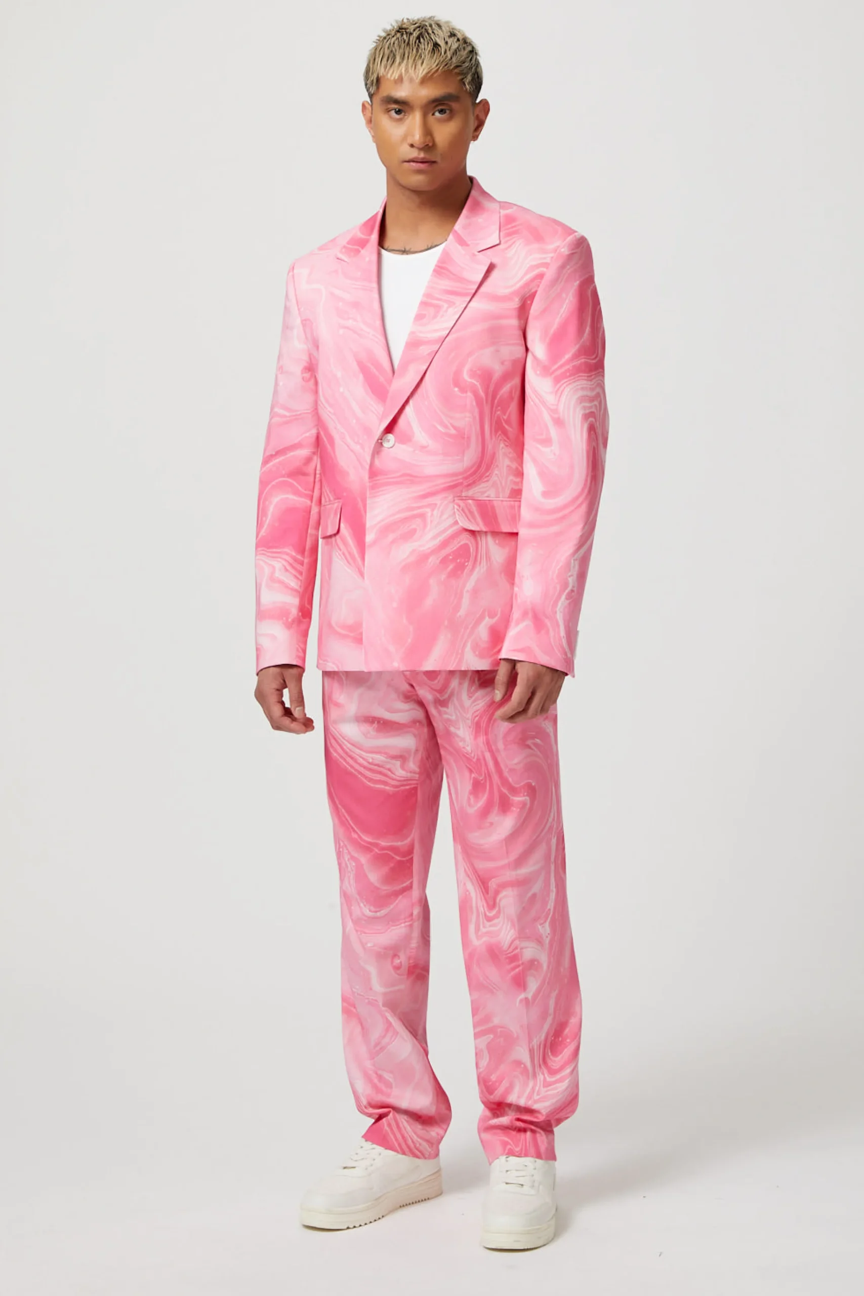 Twisted Tailor Drogba Oversized Pink Abstract Cotton Jacket | Unisex