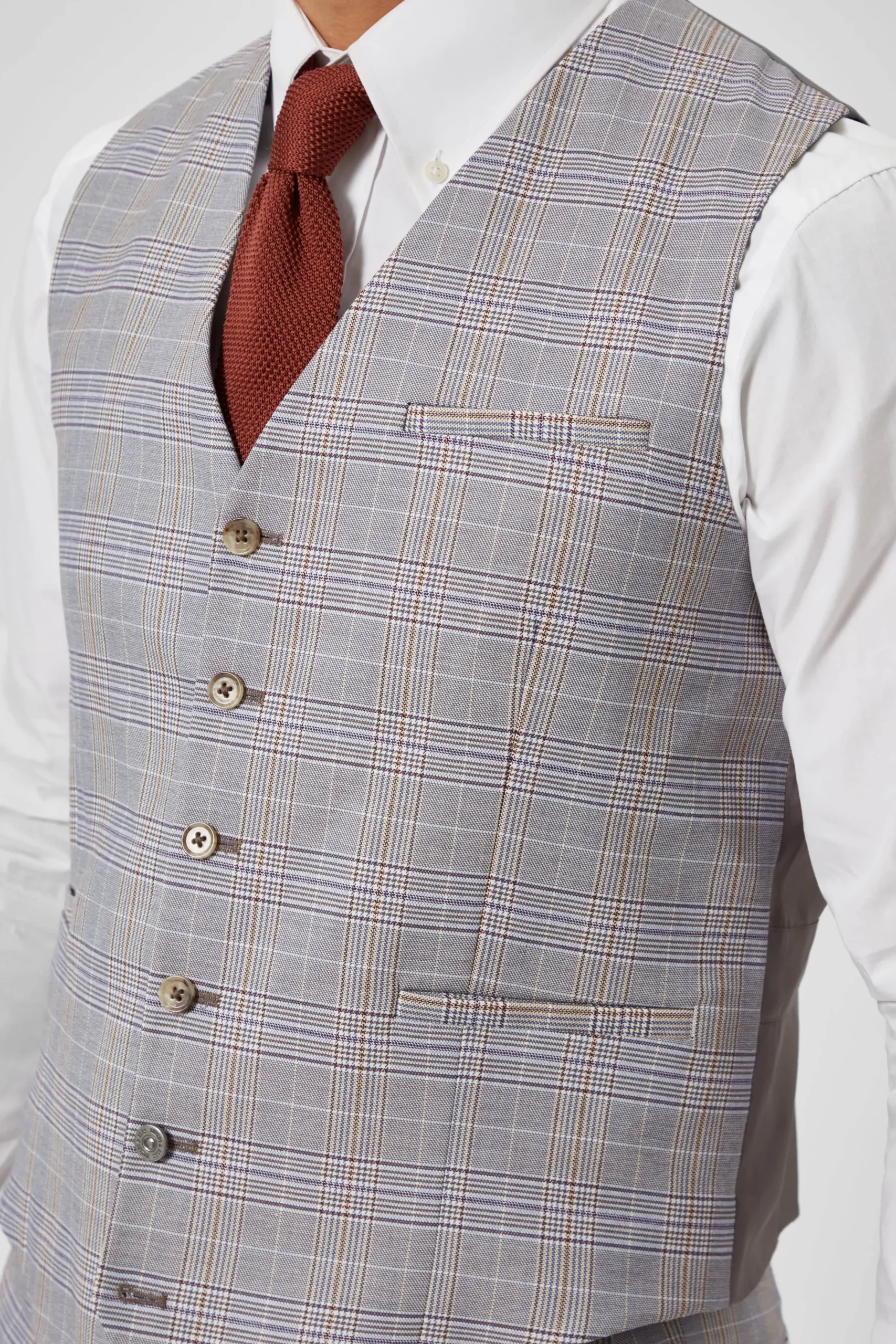 Twisted Tailor Earlswood Slim Fit Grey Check Waistcoat | Waistcoats