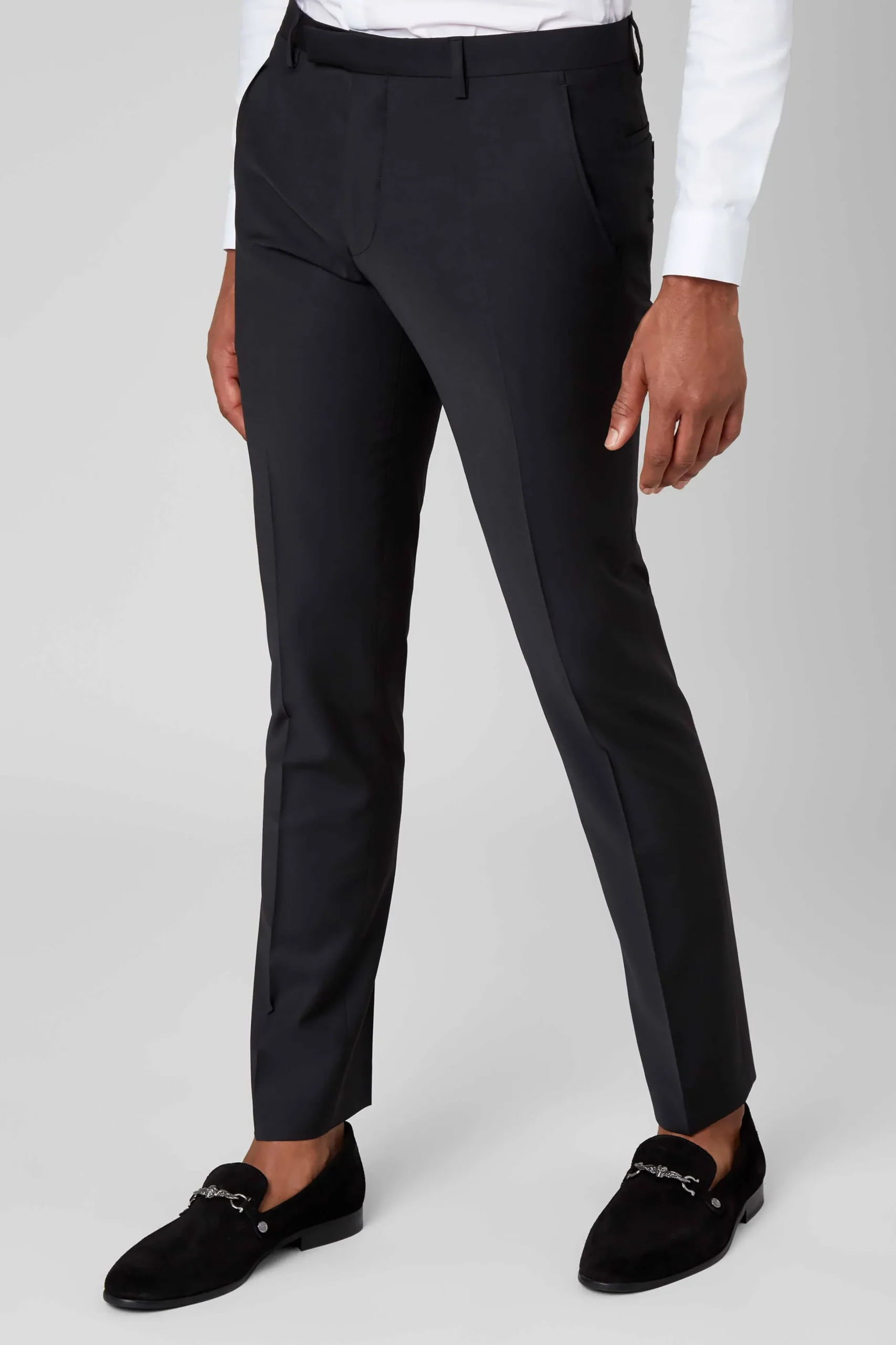 Twisted Tailor Ellroy Skinny Fit Black Wool Trousers | Trousers·Work Trousers
