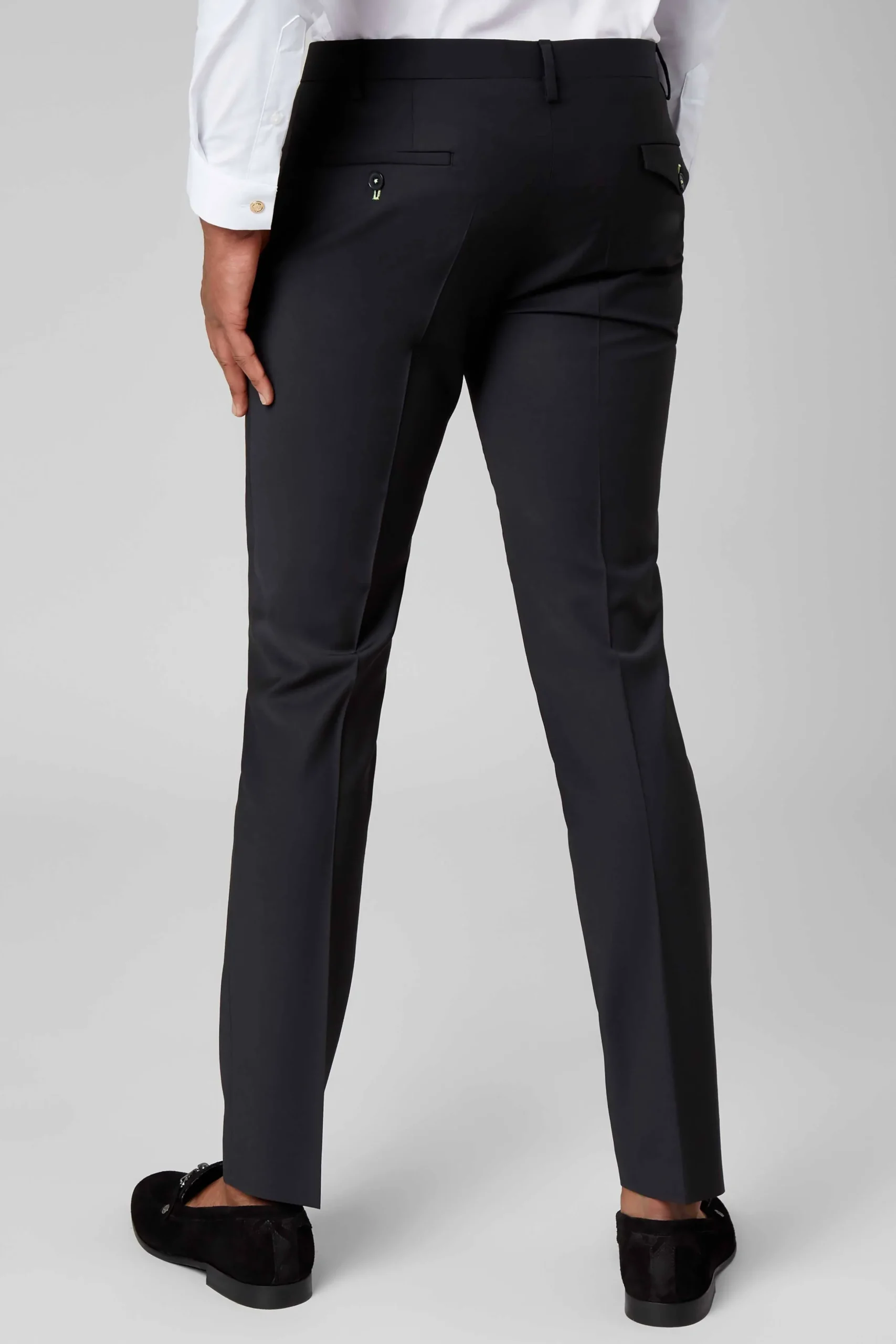 Twisted Tailor Ellroy Skinny Fit Black Wool Trousers | Trousers·Work Trousers