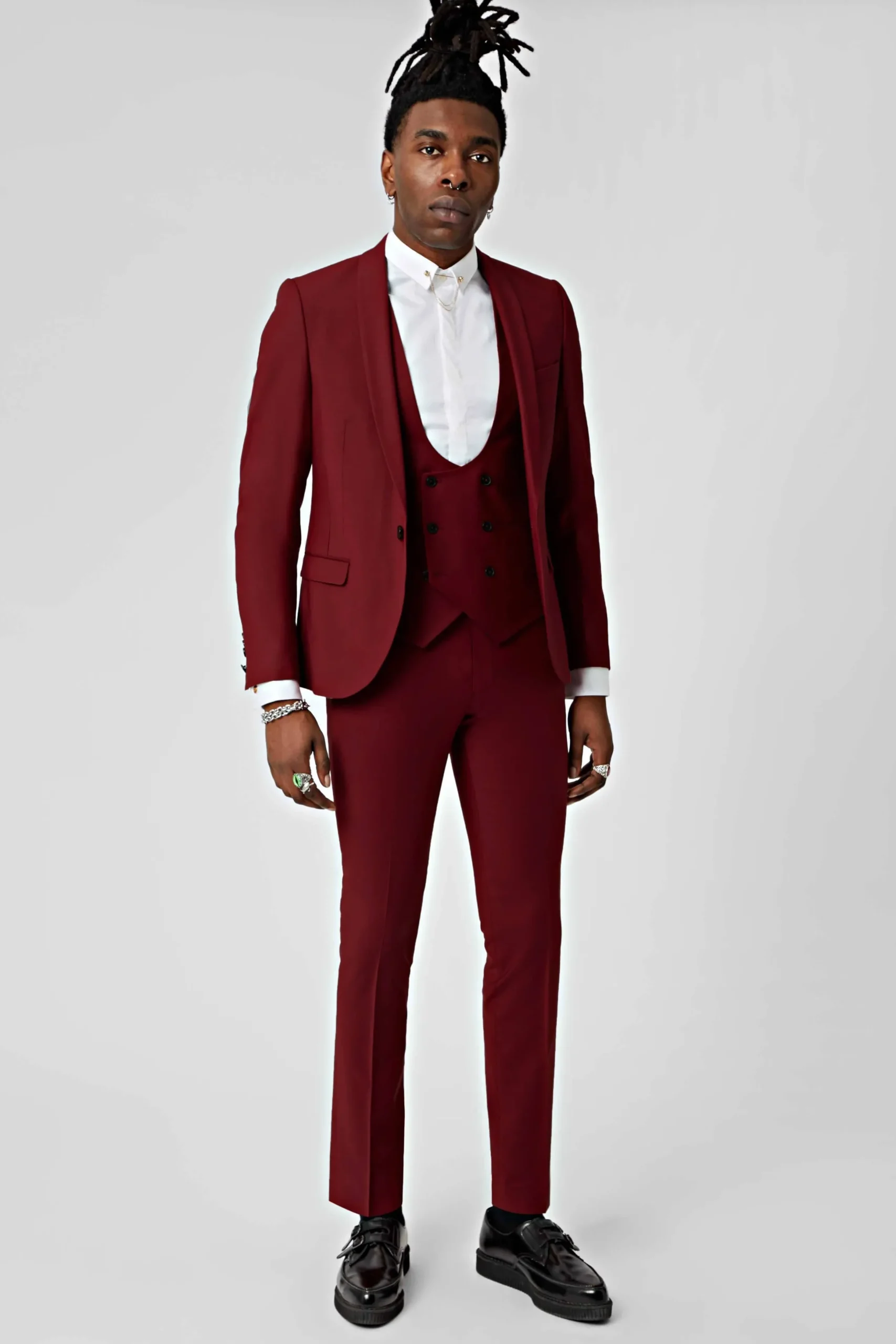 Twisted Tailor Ellroy Skinny Fit Red Wool Trousers | Trousers·Work Trousers