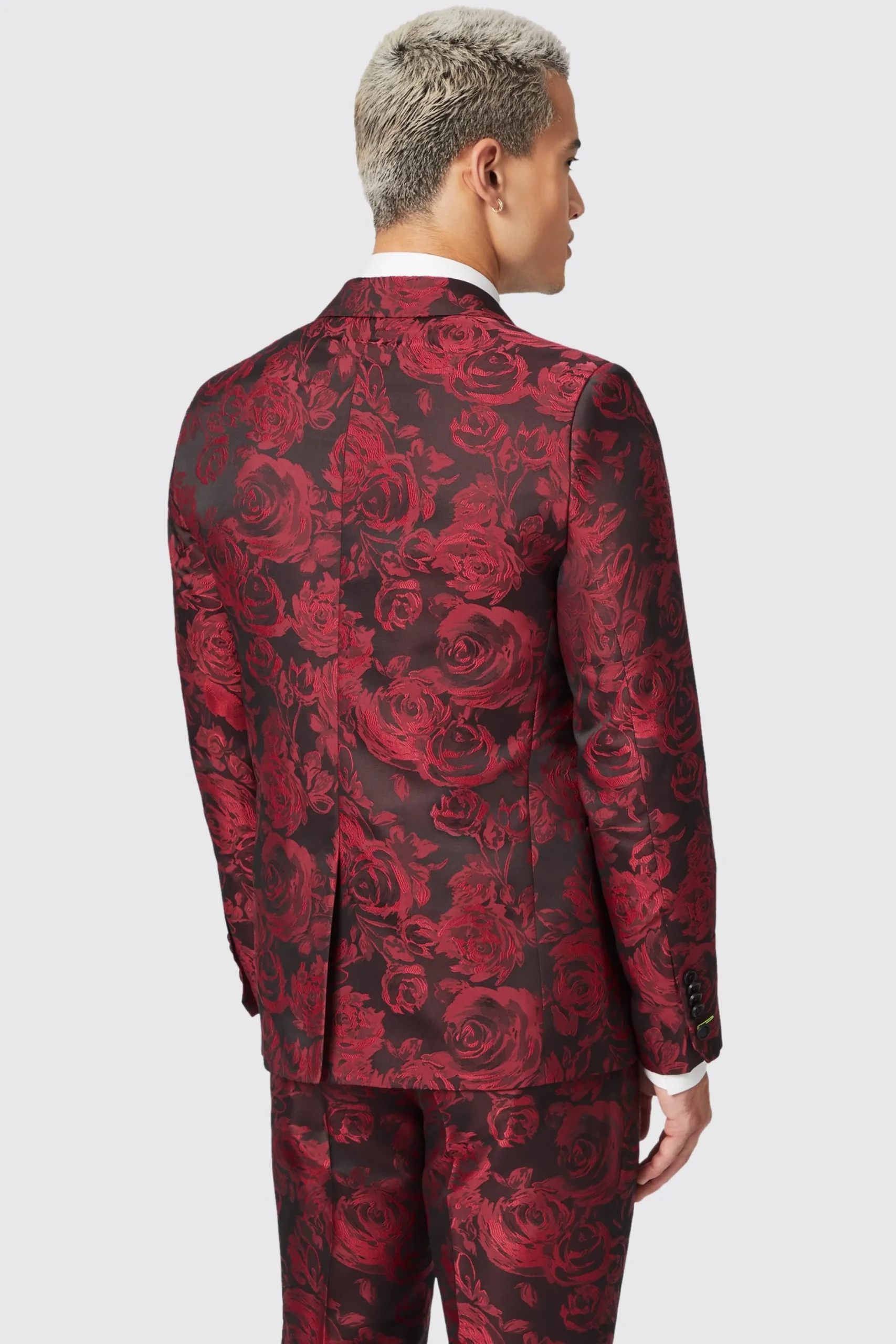 Twisted Tailor Ersat Skinny Fit Red Floral Jacquard Tuxedo Jacket | Jackets·Floral Jackets | Jackets·Party Jackets