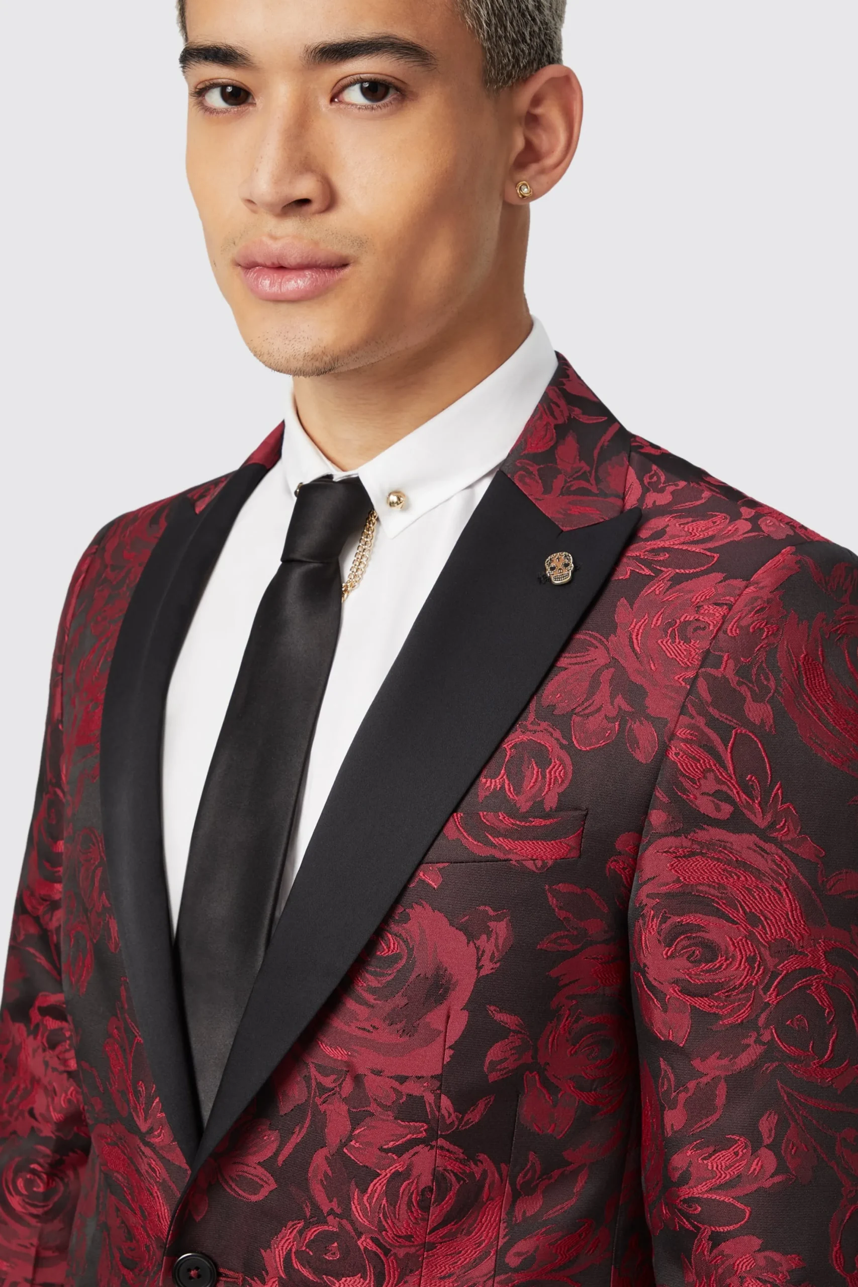 Twisted Tailor Ersat Skinny Fit Red Floral Jacquard Tuxedo Jacket | Jackets·Floral Jackets | Jackets·Party Jackets