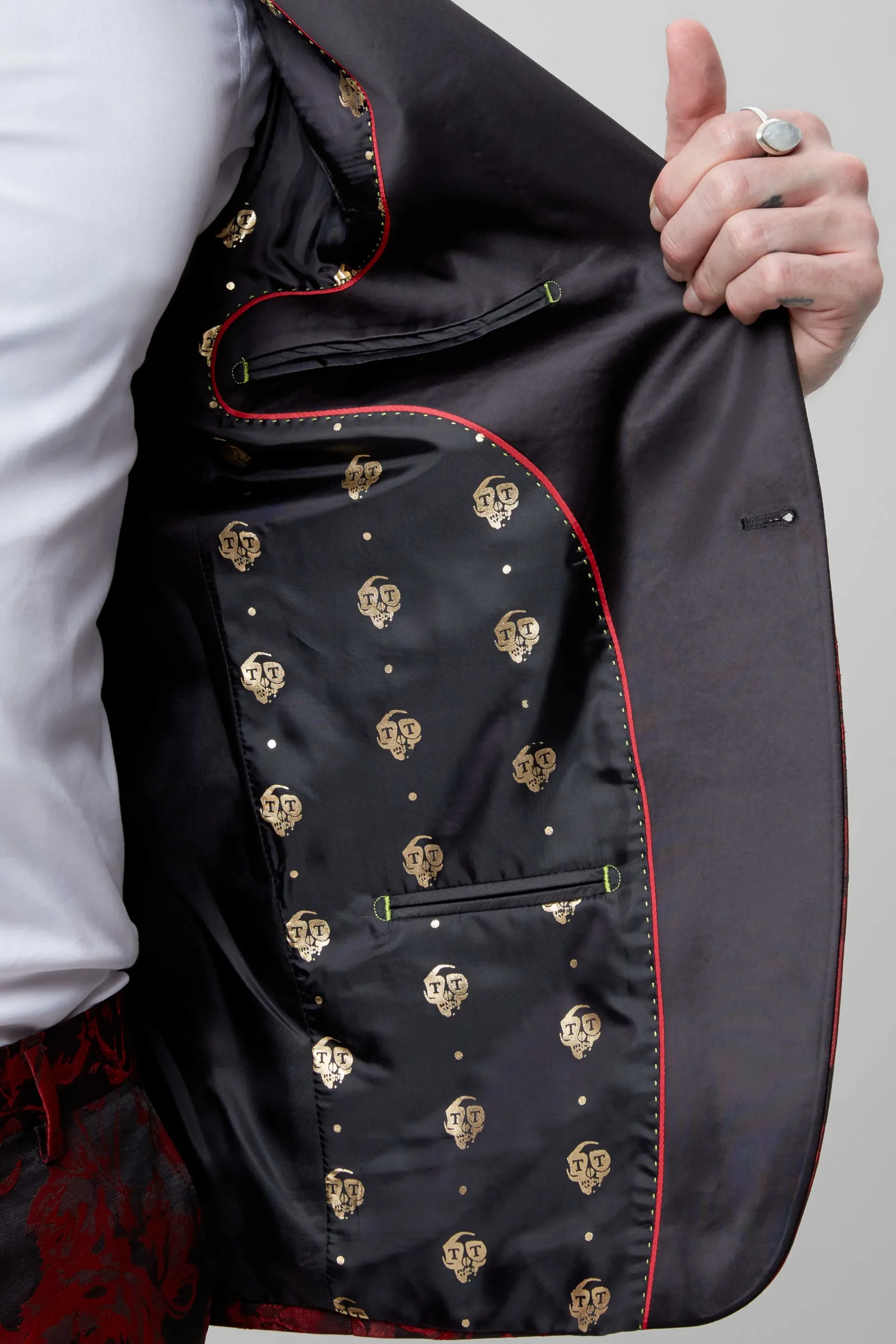 Twisted Tailor Ersat Skinny Fit Red Floral Jacquard Tuxedo Jacket | Jackets·Floral Jackets | Jackets·Party Jackets