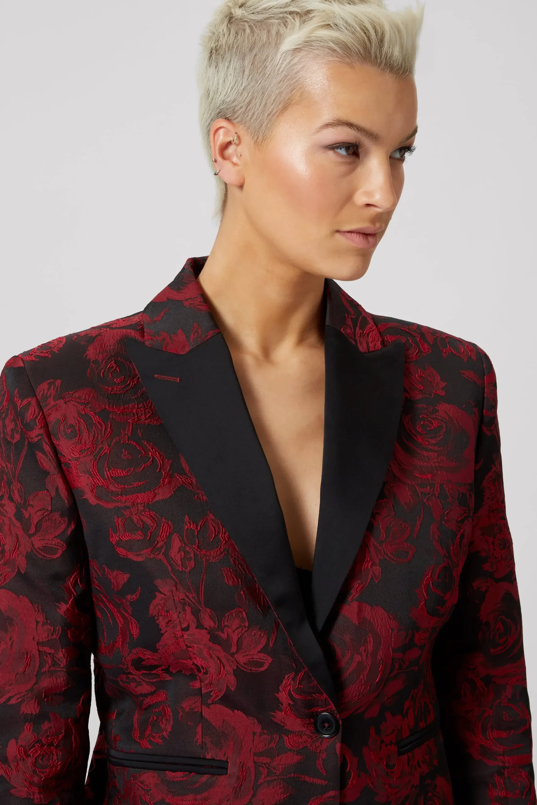 Twisted Tailor Ersilia Skinny Fit Red Floral Jacket | Woman