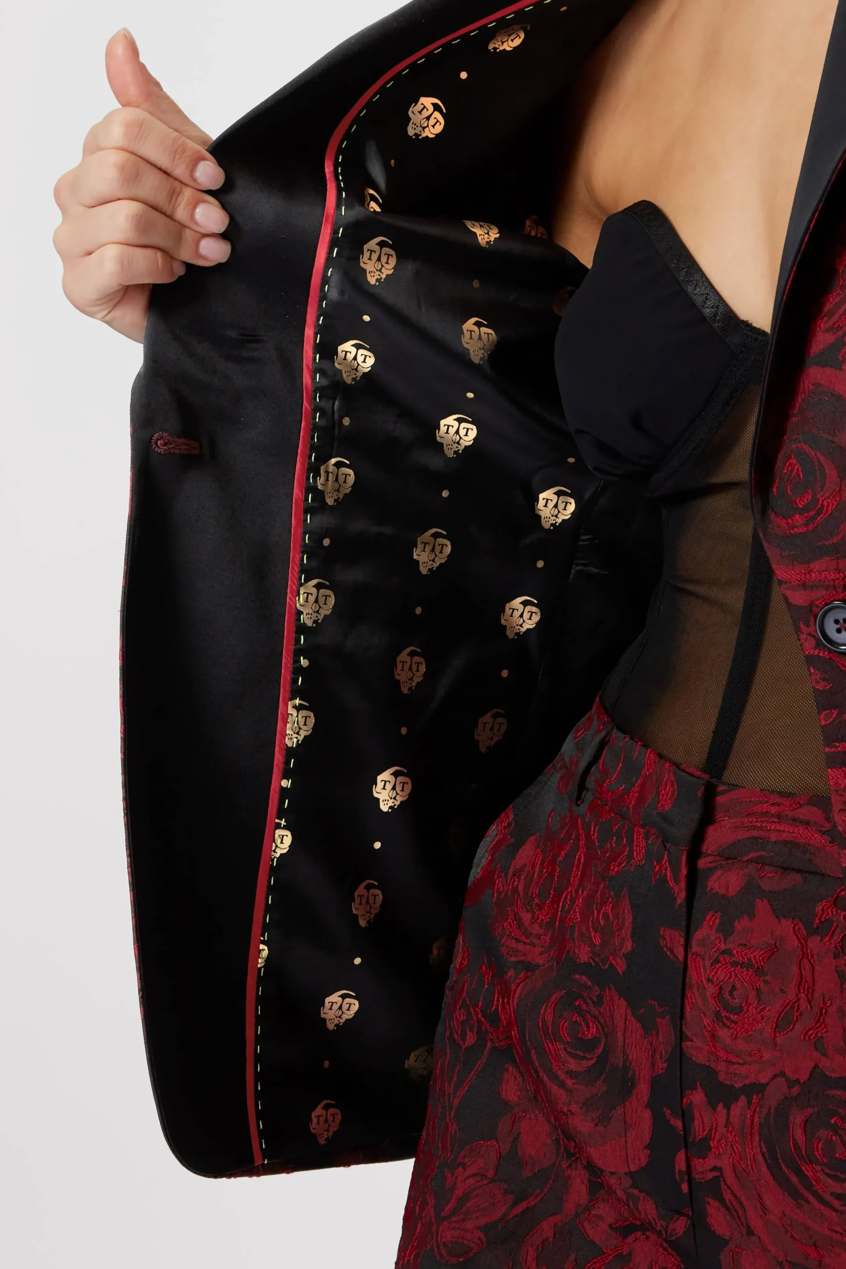Twisted Tailor Ersilia Skinny Fit Red Floral Jacket | Woman