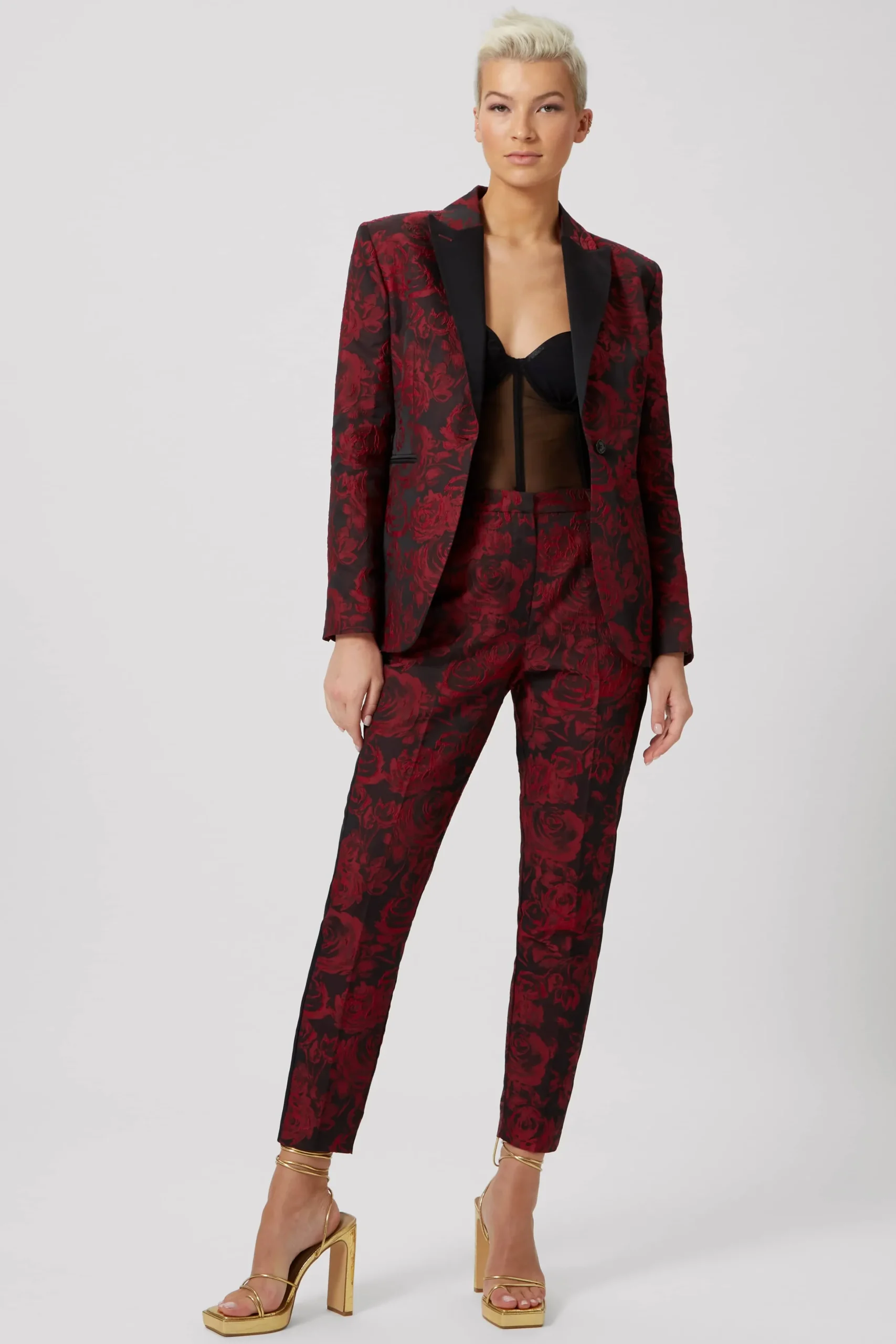 Twisted Tailor Ersilia Skinny Fit Red Floral Jacket | Woman