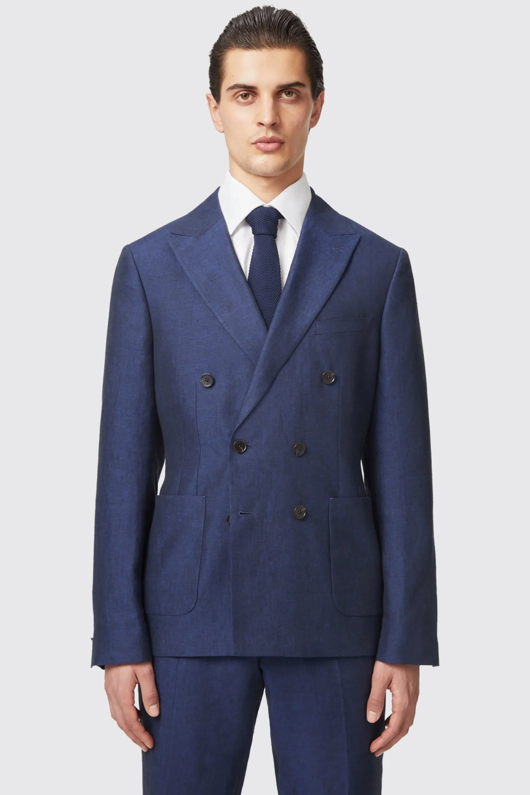 Twisted Tailor Fairmont Slim Fit White Double Breasted Linen Suit | Occasion·Wedding Suits