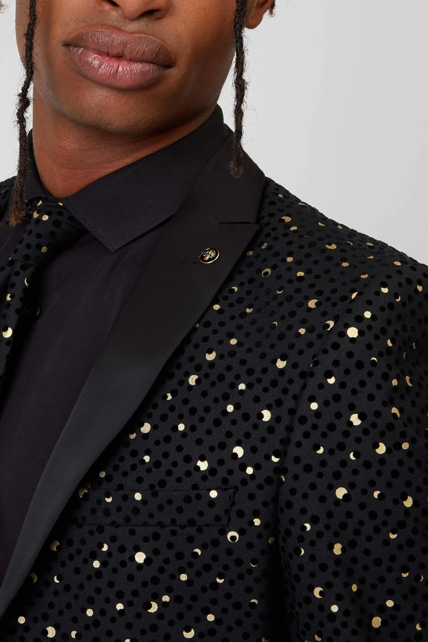 Twisted Tailor Farrow Skinny Fit Black Polka Dot Tuxedo Jacket | Jackets·Party Jackets