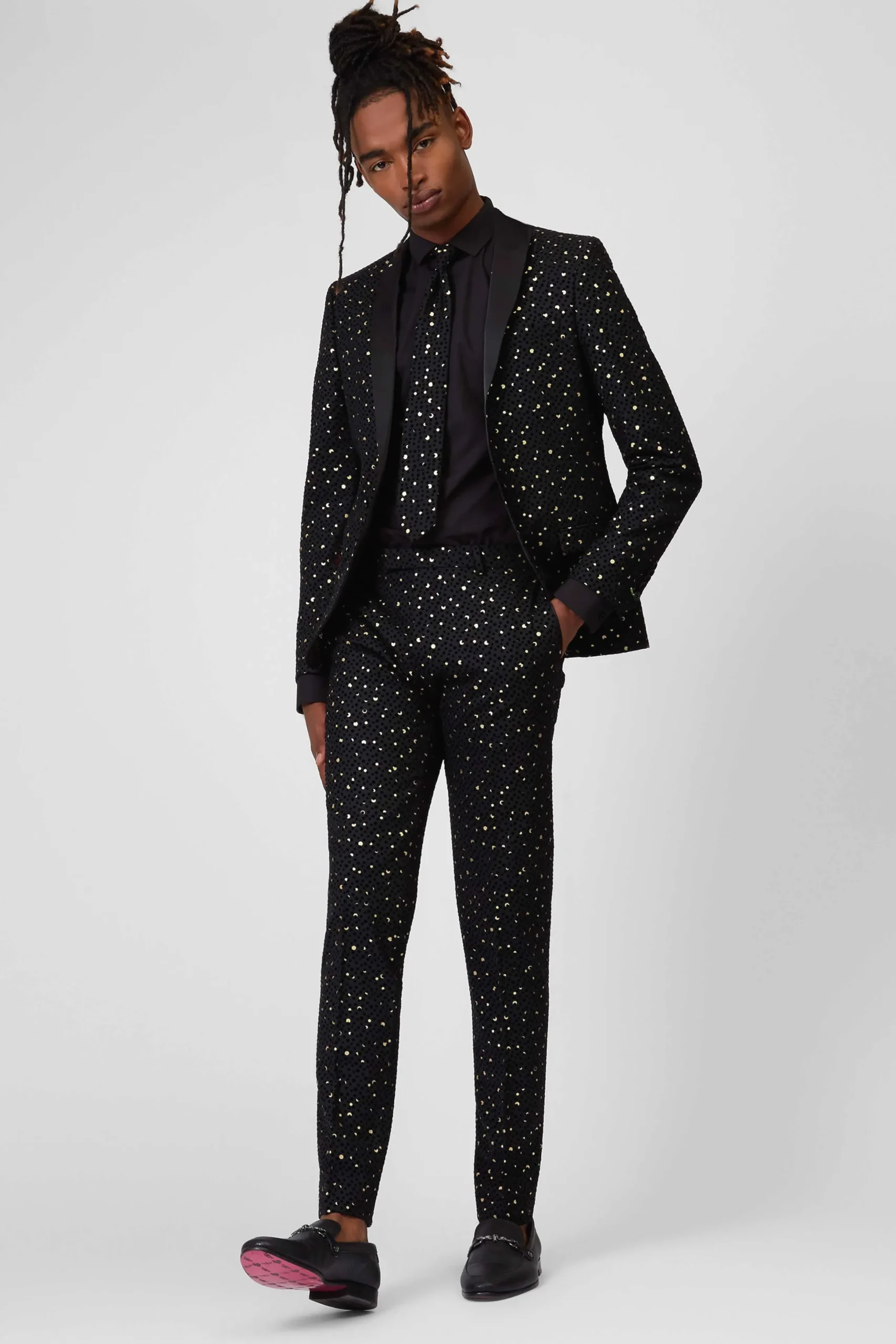 Twisted Tailor Farrow Skinny Fit Black Polka Dot Tuxedo Jacket | Jackets·Party Jackets