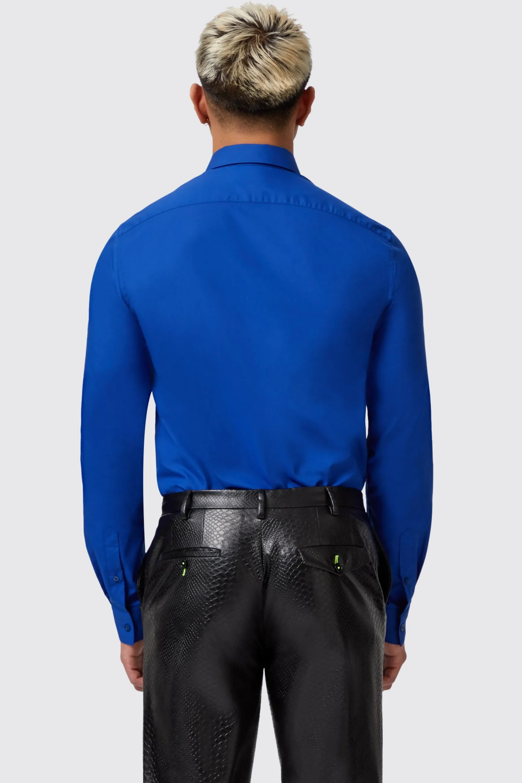 Twisted Tailor Form Skinny Fit Blue Lace Panel Shirt | Style·Patterned Shirts | Style·Plain Shirts