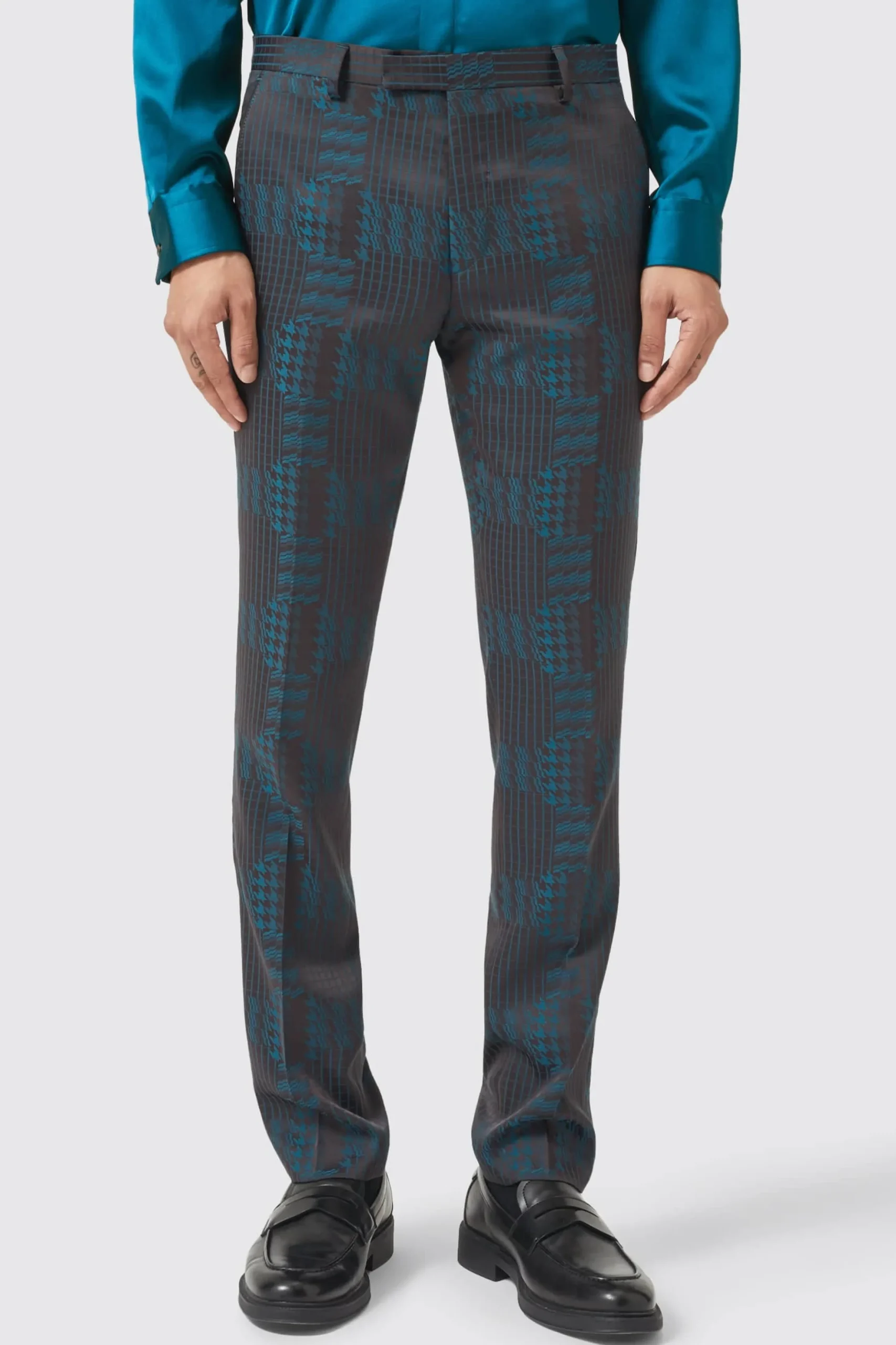Twisted Tailor Garland Skinny Fit Black Green Check Suit | Style·3 Piece Suits | Occasion·Wedding Suits