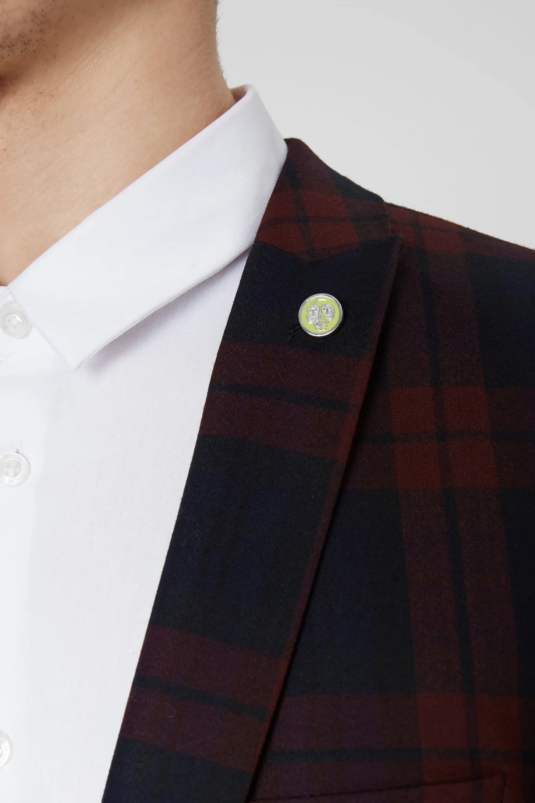 Twisted Tailor Ginger Skinny Fit Burgundy Tartan Jacket | Jackets·Work Jackets